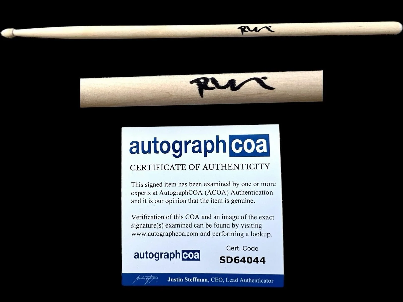 RONNIE VANNUCCI SIGNED DRUM STICK THE KILLERS DRUMMER BRANDON FLOWERS - ACOA COA, изображение 3
