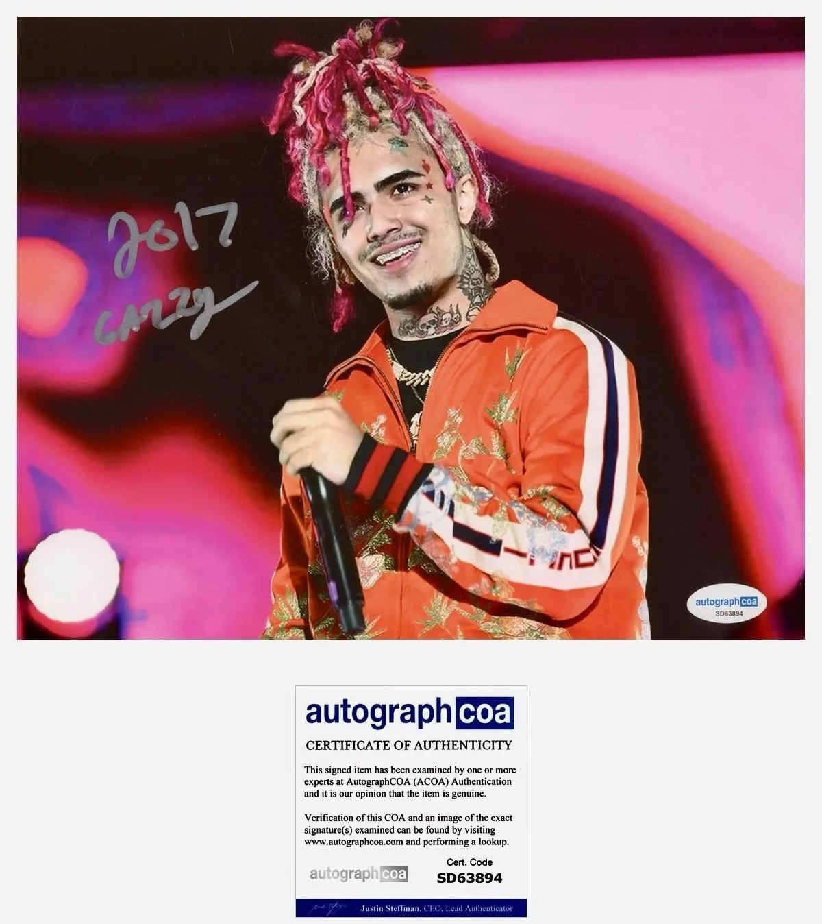 LIL PUMP SIGNED 8X10 PHOTO GUCCI GANG - AUTOGRAPH ACOA + PROOF, image 2