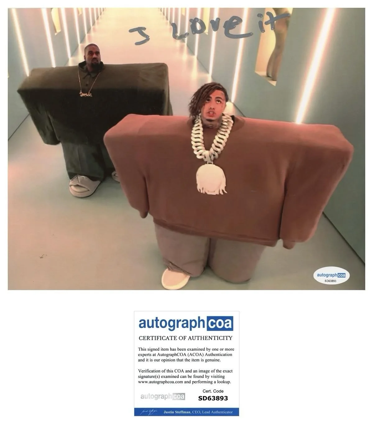 LIL PUMP SIGNED 8X10 PHOTO KANYE “I LOVE IT” - AUTOGRAPH ACOA + PROOF, image 2