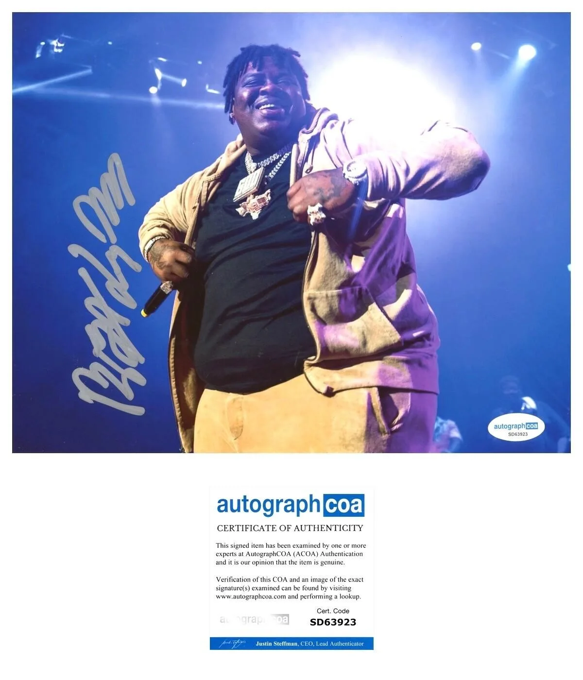BIGXTHAPLUG SIGNED 8X10 PHOTO TEXAS AUTOGRAPH - ACOA COA + EXACT VIDEO PROOF, изображение 2