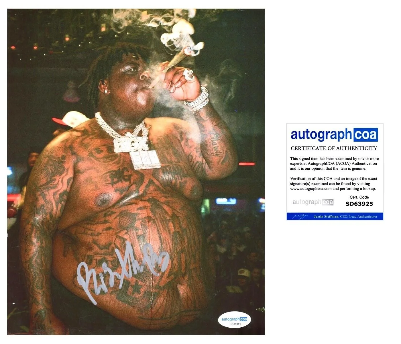BIGXTHAPLUG SIGNED 8X10 PHOTO TEXAS AUTOGRAPH - ACOA COA + EXACT VIDEO PROOF, изображение 2