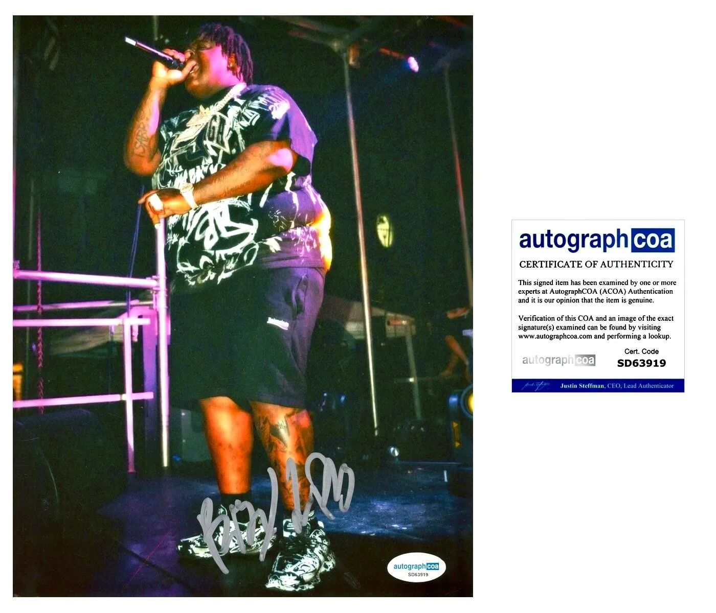 BIGXTHAPLUG SIGNED 8X10 PHOTO TEXAS AUTOGRAPH - ACOA COA + EXACT VIDEO PROOF, image 2