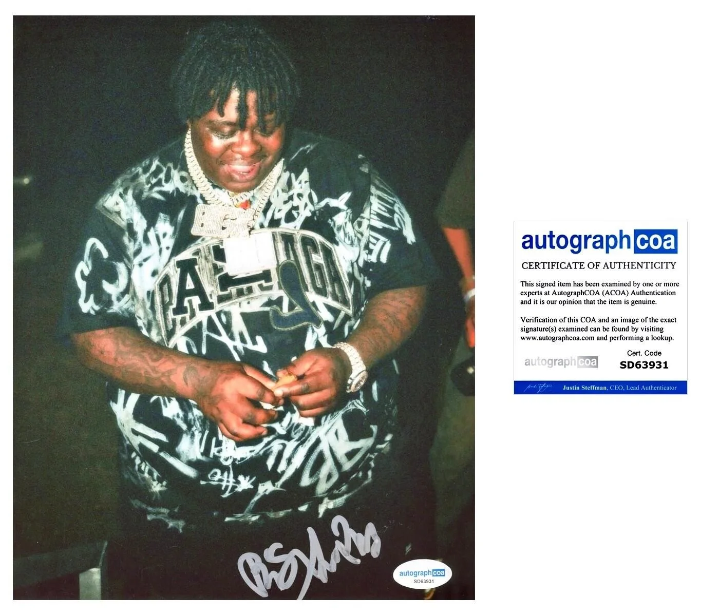 BIGXTHAPLUG SIGNED 8X10 PHOTO TEXAS AUTOGRAPH - ACOA COA + EXACT VIDEO PROOF, image 2