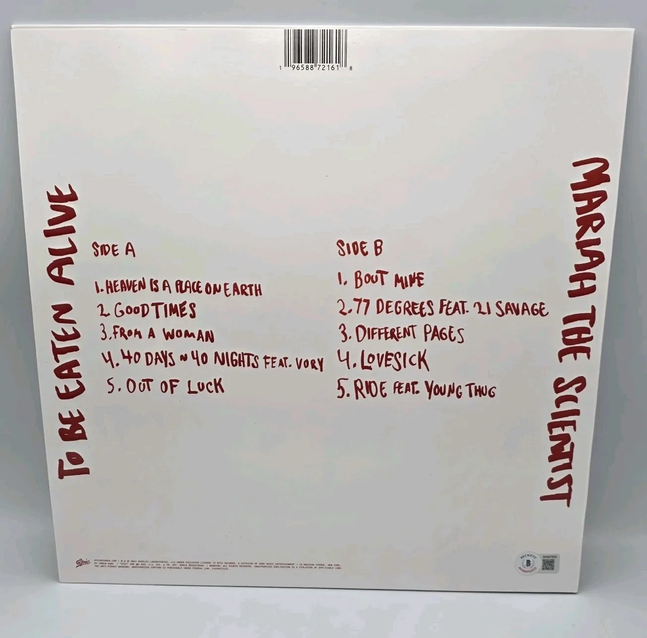 Mariah The Scientis Signed To Be Eaten Alive Autograph Vinyl LP BAS BECKETT, image 4