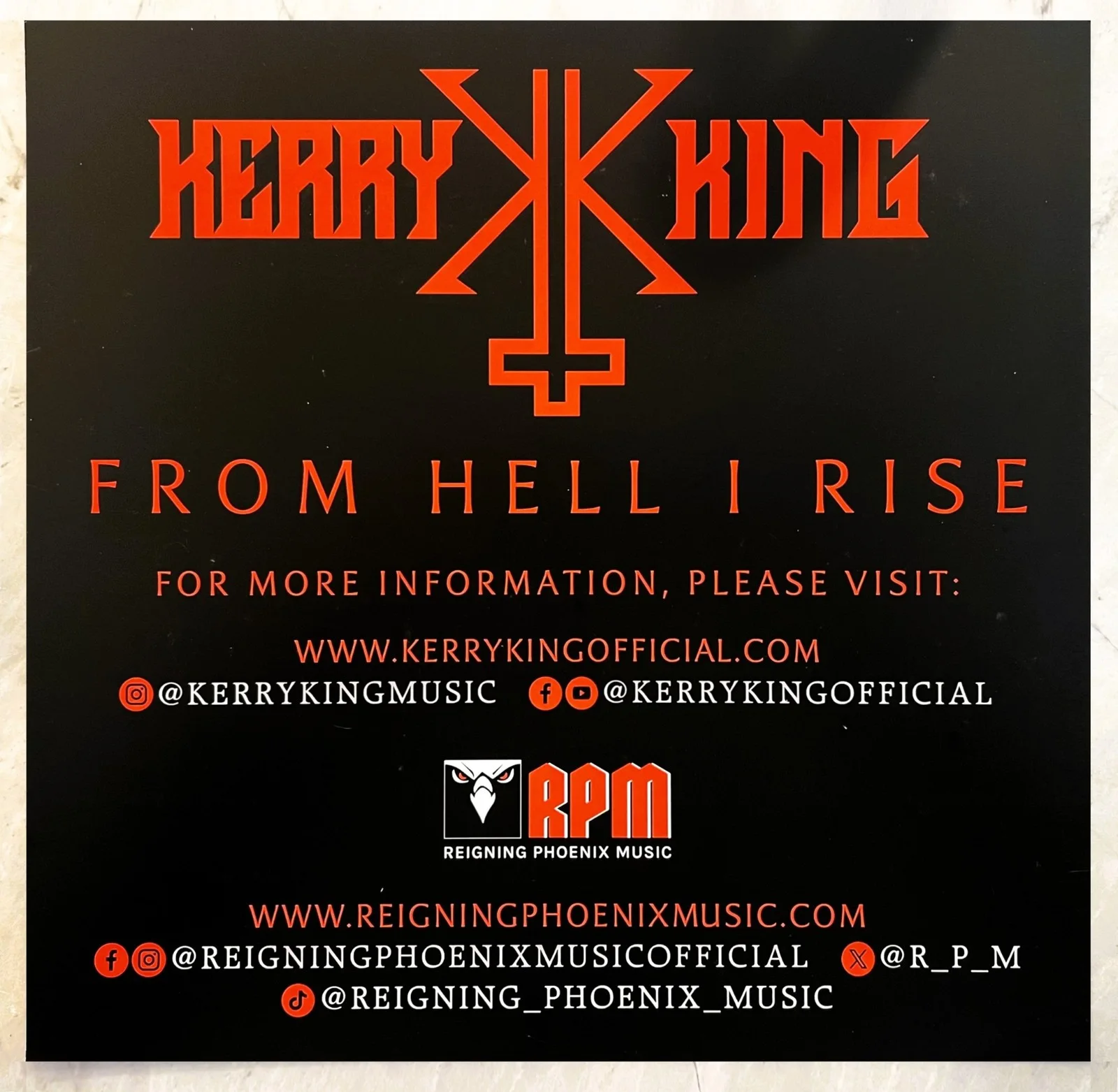 KERRY KING From Hell I Rise Signed By All 5 New RARE Lithograph Poster! SLAYER, изображение 4