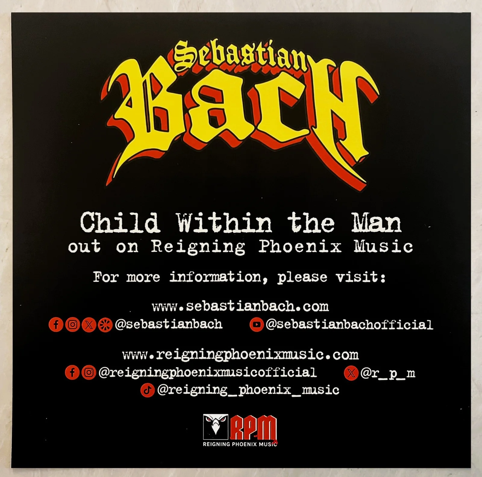 SEBASTIAN BACH Child Within the Man Ltd Ed Hand Signed RARE Litho Poster Flat!, изображение 3