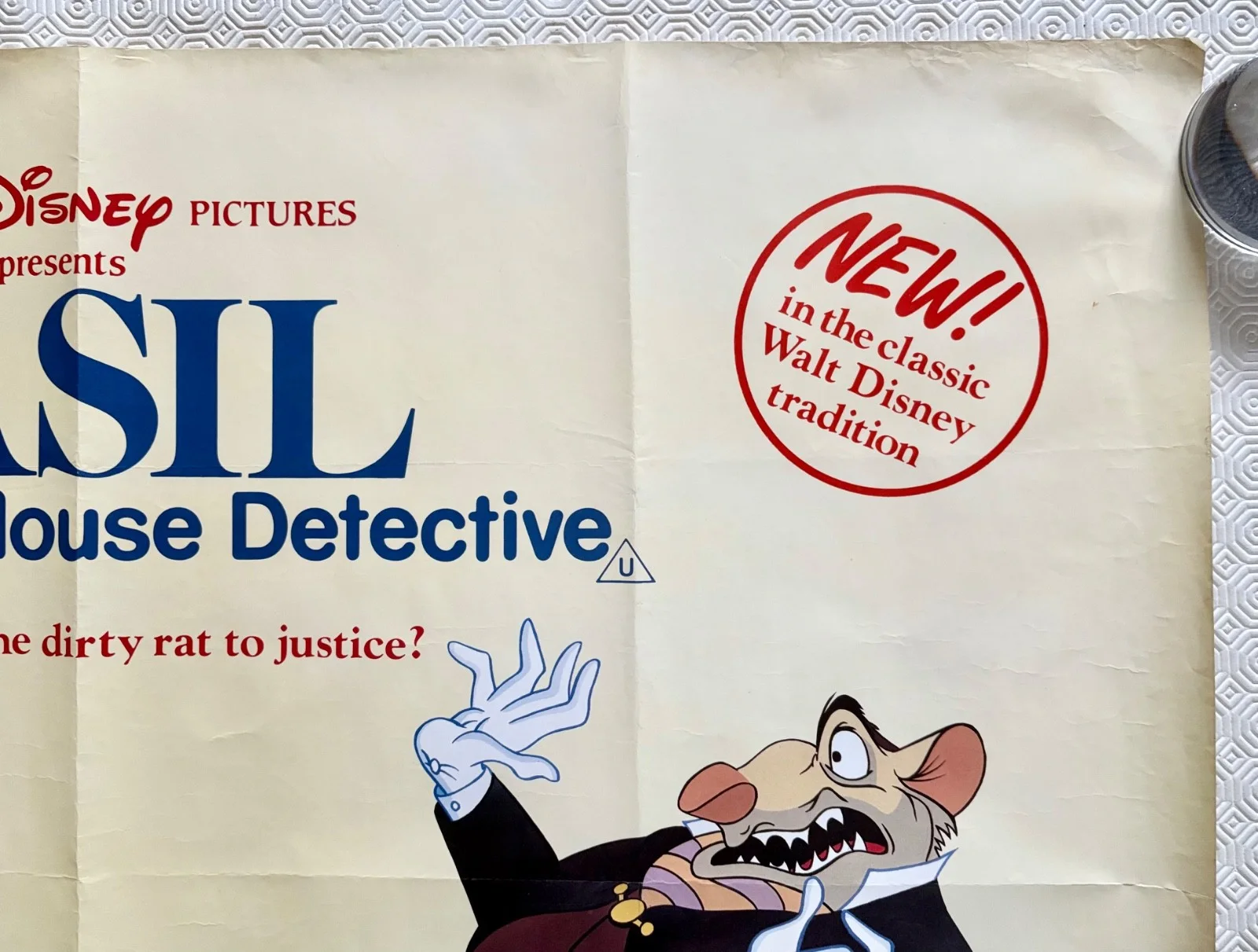 Walt Disney's Basil The Great Mouse Detective Original 1986 Quad Poster, image 4