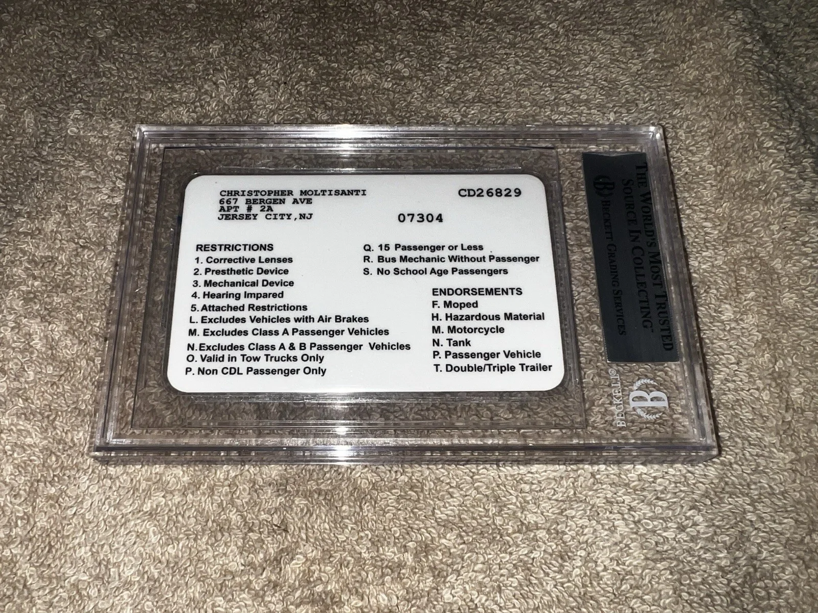 Michael Imperioli Signed Christopher Moltisanti Drivers License Sopranos Beckett, image 2