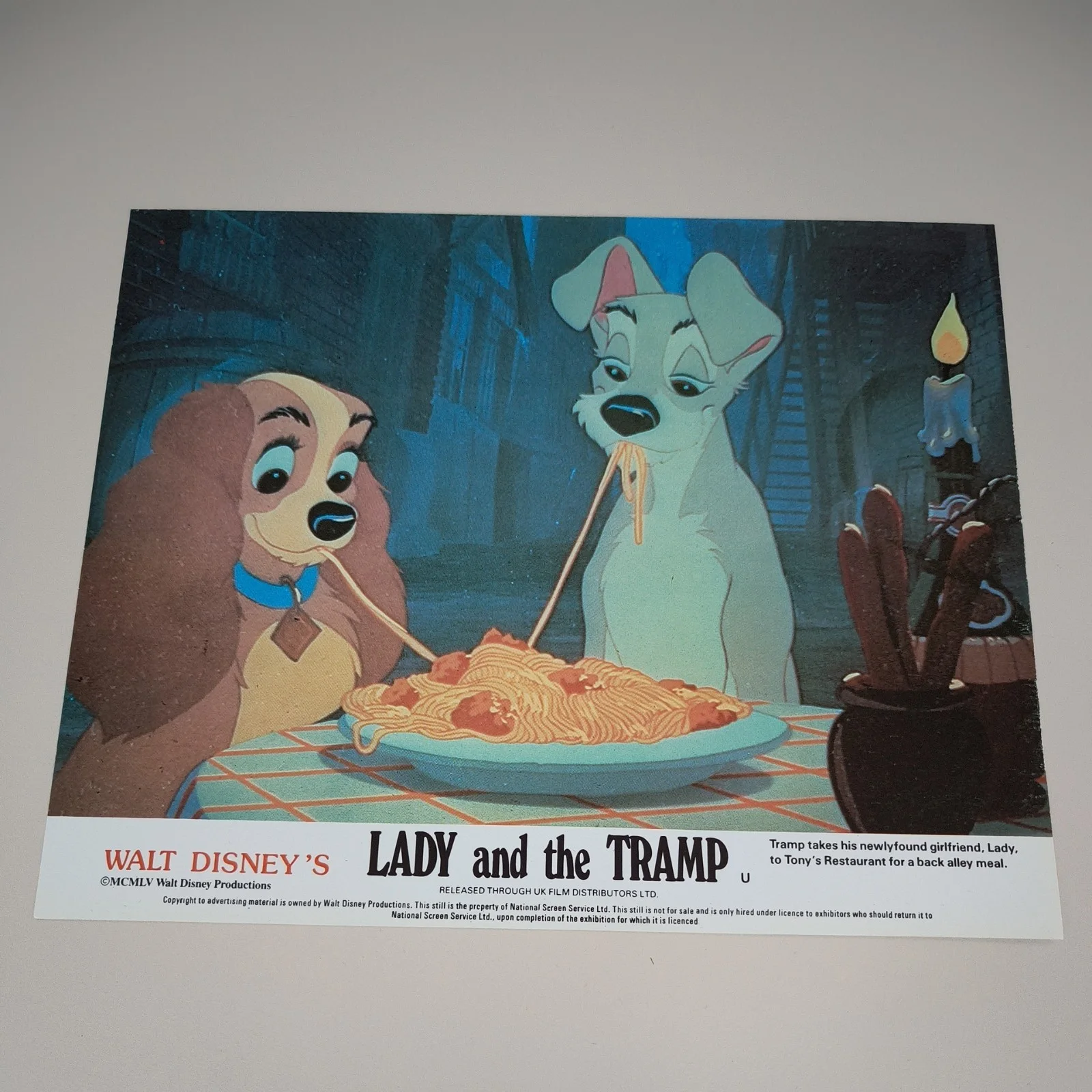 Lady And The Tramp Lobby Cards Front Of House Vintage 1970s X8 MCMLV Disney FOH, изображение 4