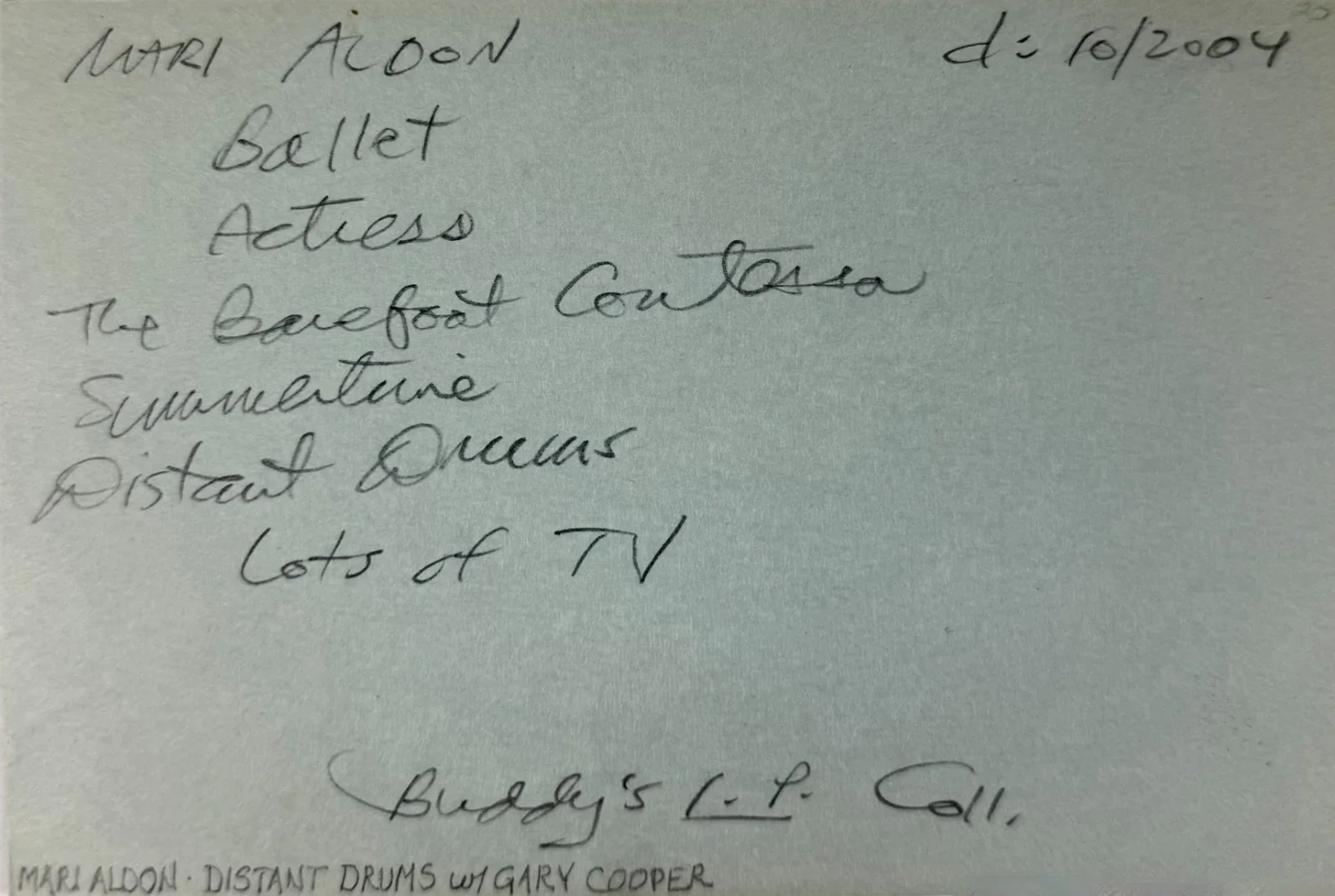 Mari Aldon — MARI ALDON Signed Autographed 4x6 INDEX CARD Distant Drums The Barefoot Contessa, изображение 5