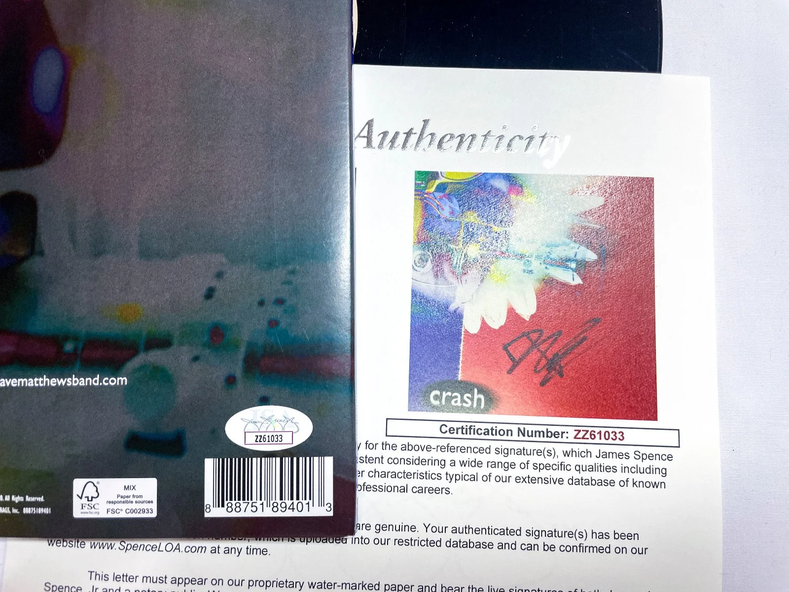 Dave Matthews Signed Autographed CRASH Vinyl LP Album EXACT Proof JSA Band, изображение 5