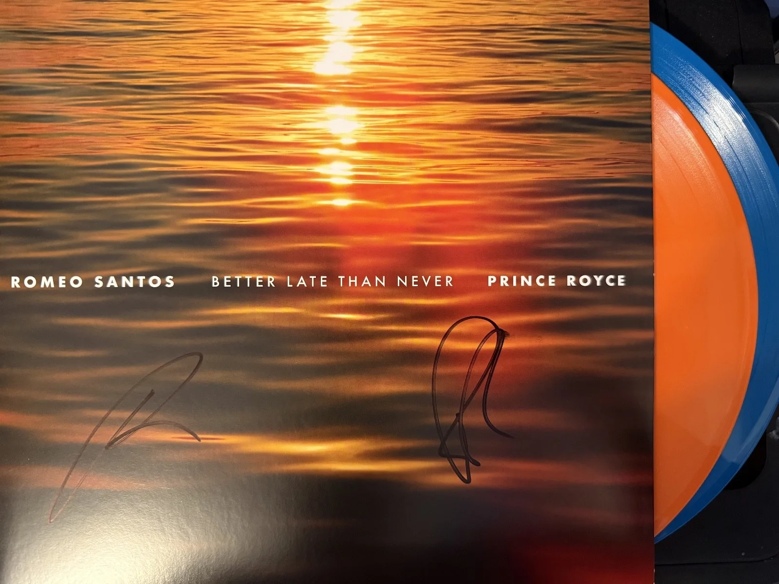Romeo Santos & Prince Royce signed Better Late... 12" lp album COLOR VINYL, изображение 2