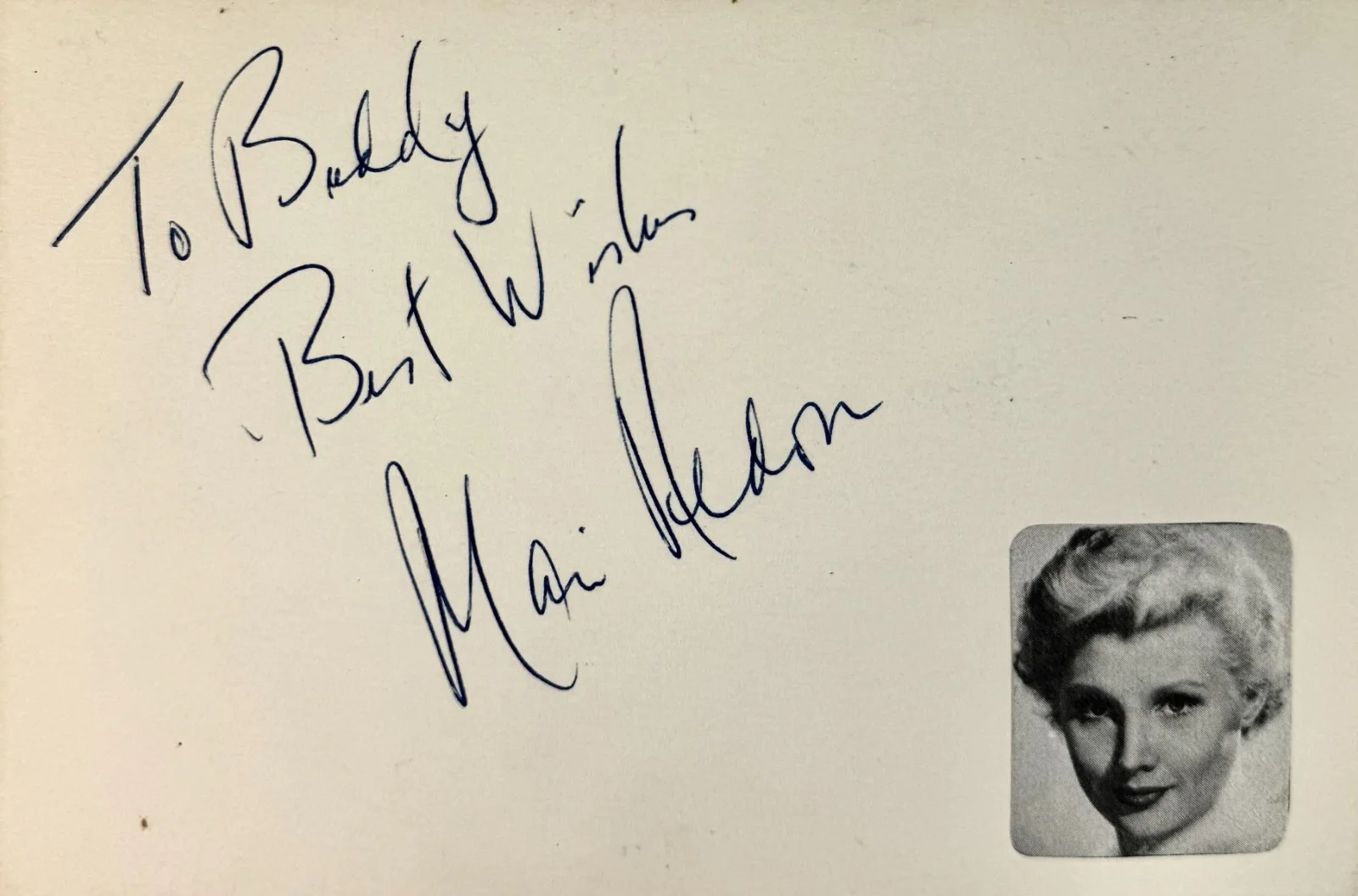 Mari Aldon — MARI ALDON Autographed Signed 4x6 INDEX CARD Distant Drums The Barefoot Contessa, изображение 4