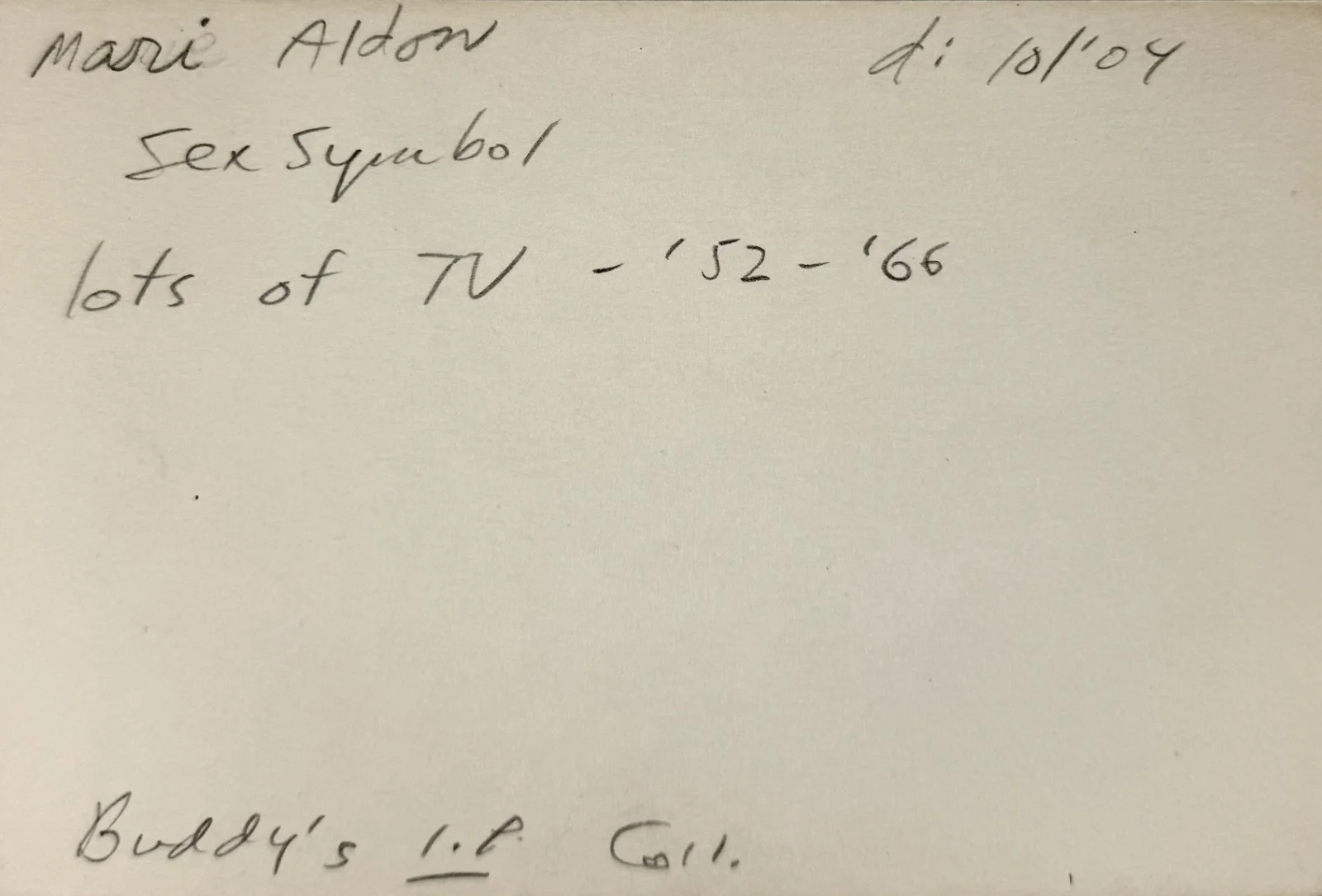 Mari Aldon — MARI ALDON Autographed Signed 4x6 INDEX CARD Distant Drums The Barefoot Contessa, изображение 5
