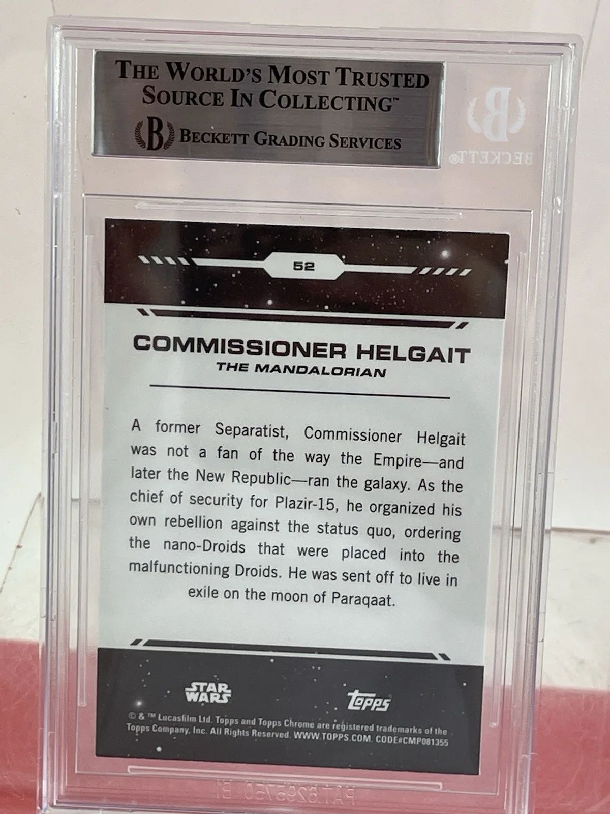 Christopher Lloyd — Christopher Lloyd Helgait signed Mandalorian trading card Beckett Slabbed, image 3
