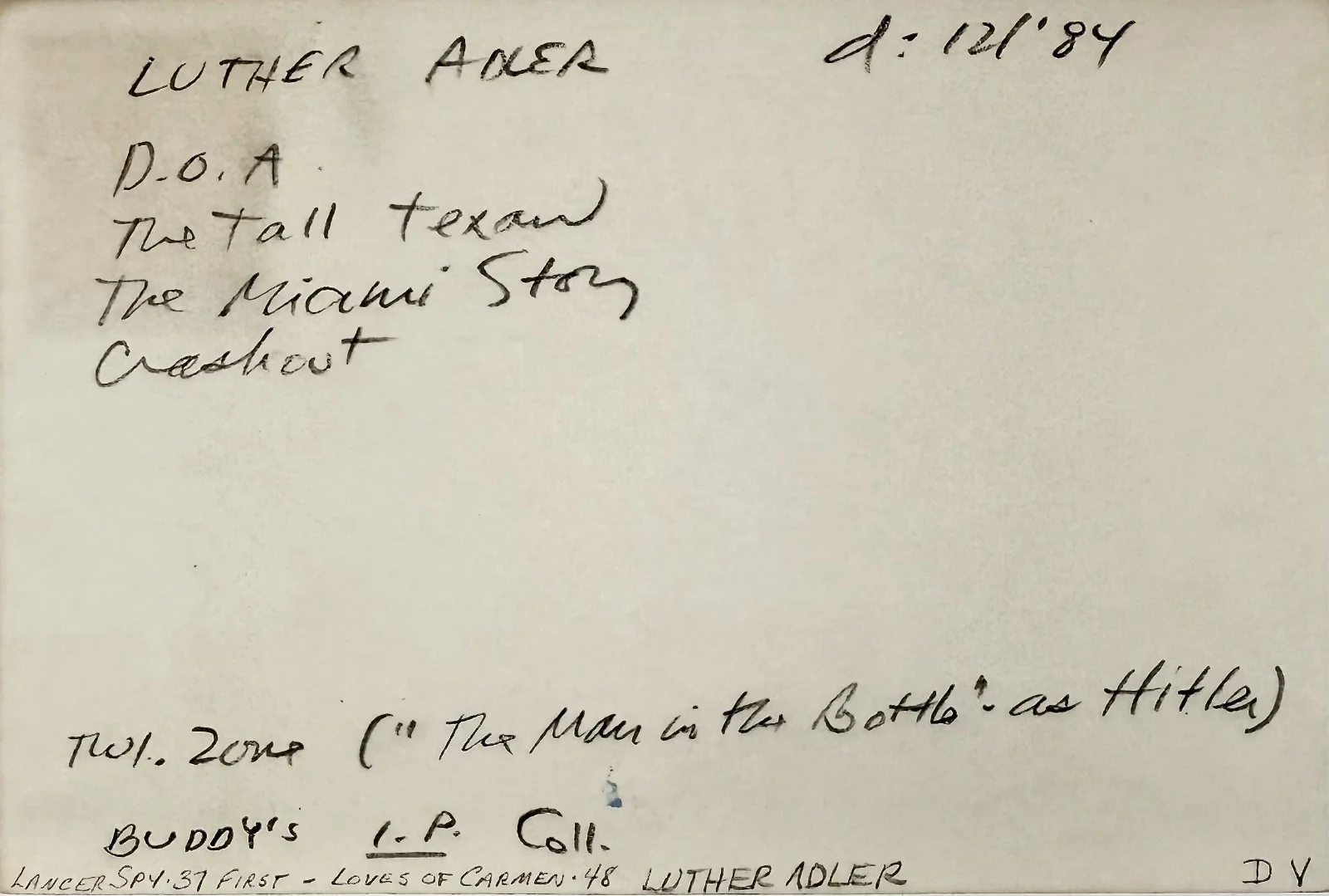Luther Adler — LUTHER ADLER Signed Autographed 4" x 6" INDEX CARD CRASHOUT HOUSE OF STRANGERS, изображение 5