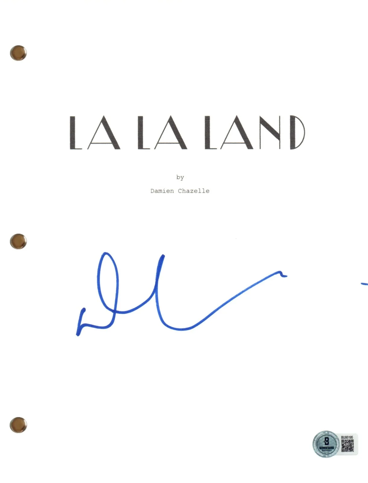 DAMIEN CHAZELLE — DAMIEN CHAZELLE Signed Autograph LA LA LAND Movie Script Screenplay Beckett COA, image 2