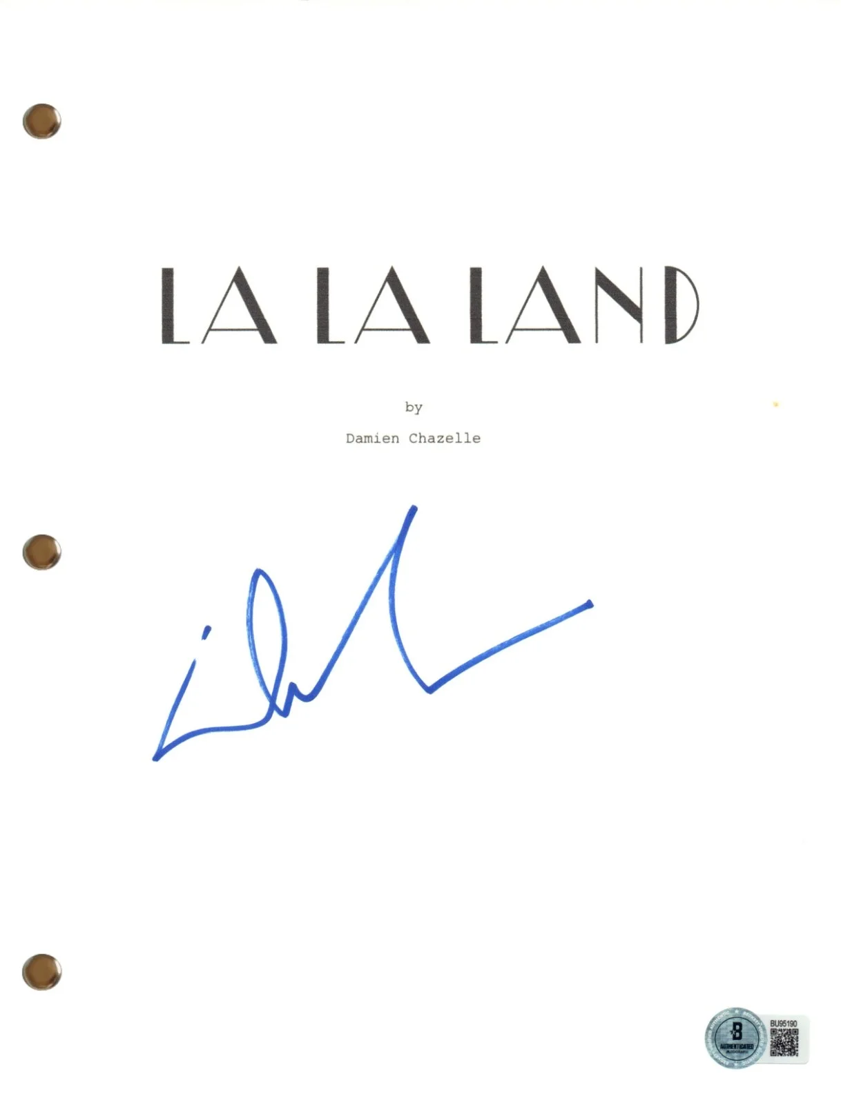 DAMIEN CHAZELLE — DAMIEN CHAZELLE Signed Autograph LA LA LAND Movie Script Screenplay Beckett COA, image 3