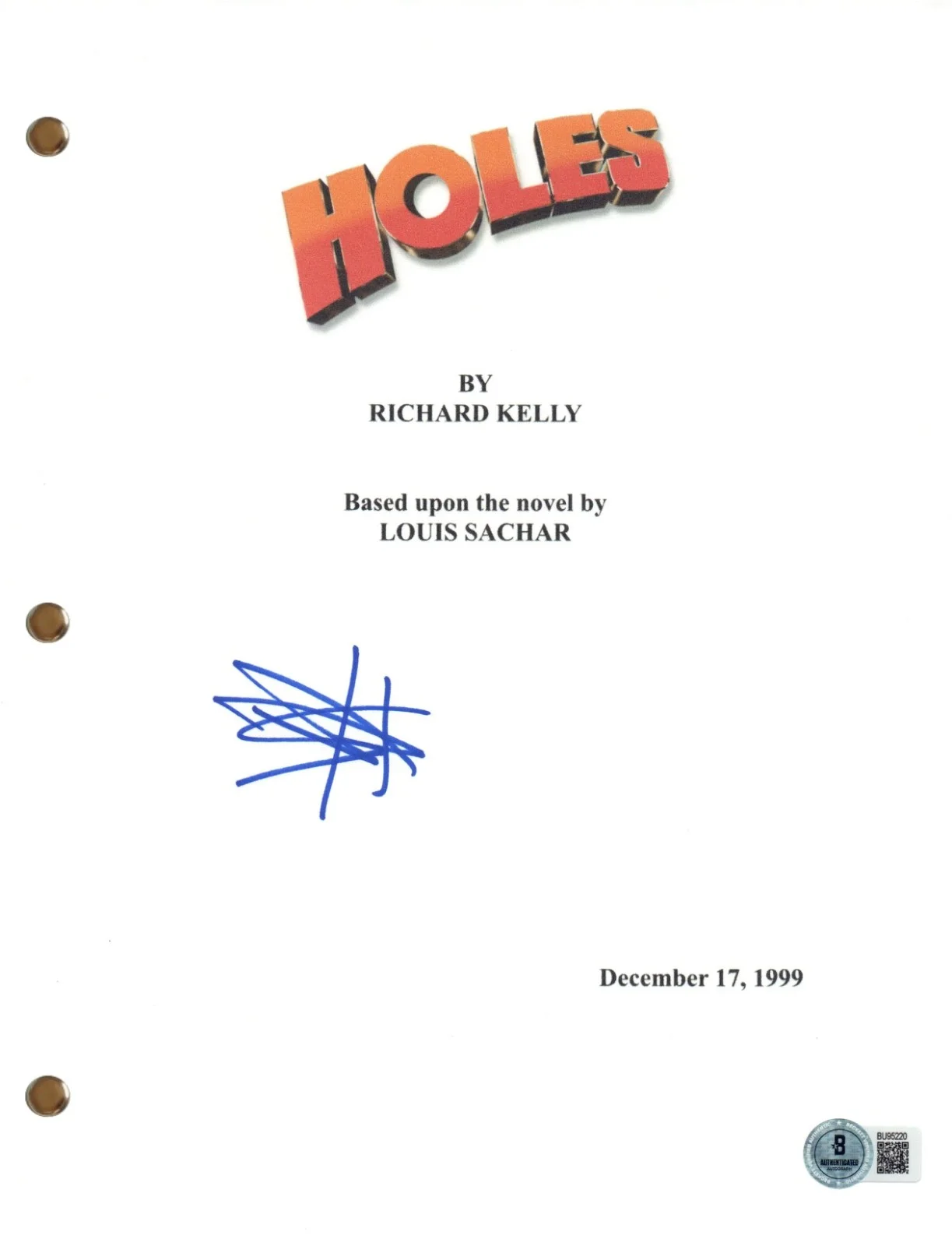 Shia LaBeouf — Shia LaBeouf "Holes" Signed Autograph Movie Script Full Screenplay Beckett COA