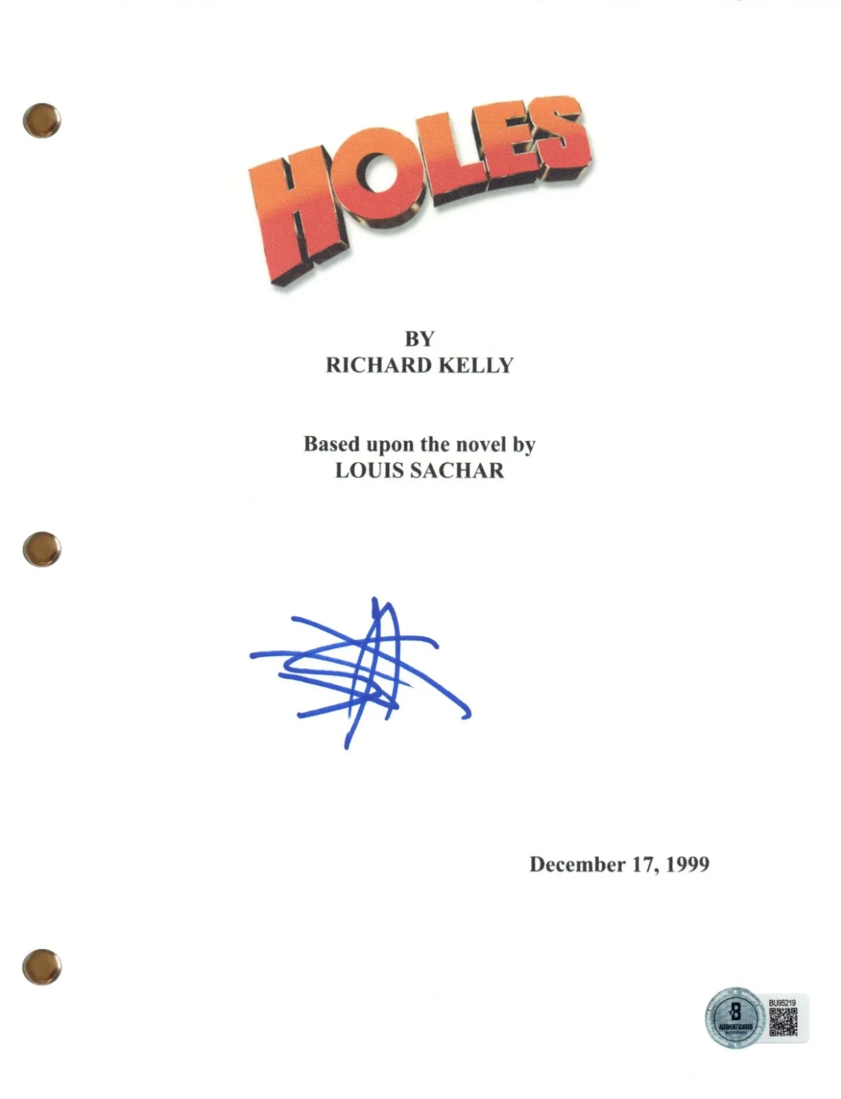 Shia LaBeouf — Shia LaBeouf "Holes" Signed Autograph Movie Script Full Screenplay Beckett COA, изображение 2