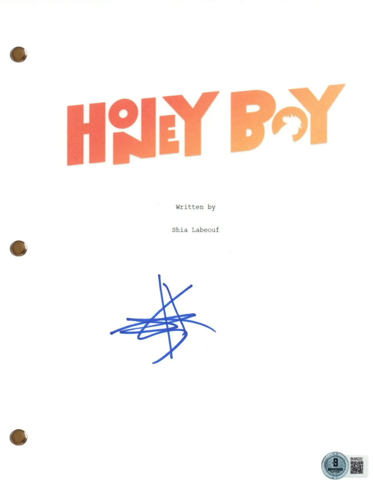 Shia LaBeouf — Shia LaBeouf "Honey Boy" Signed Autograph Movie Script Screenplay Beckett COA