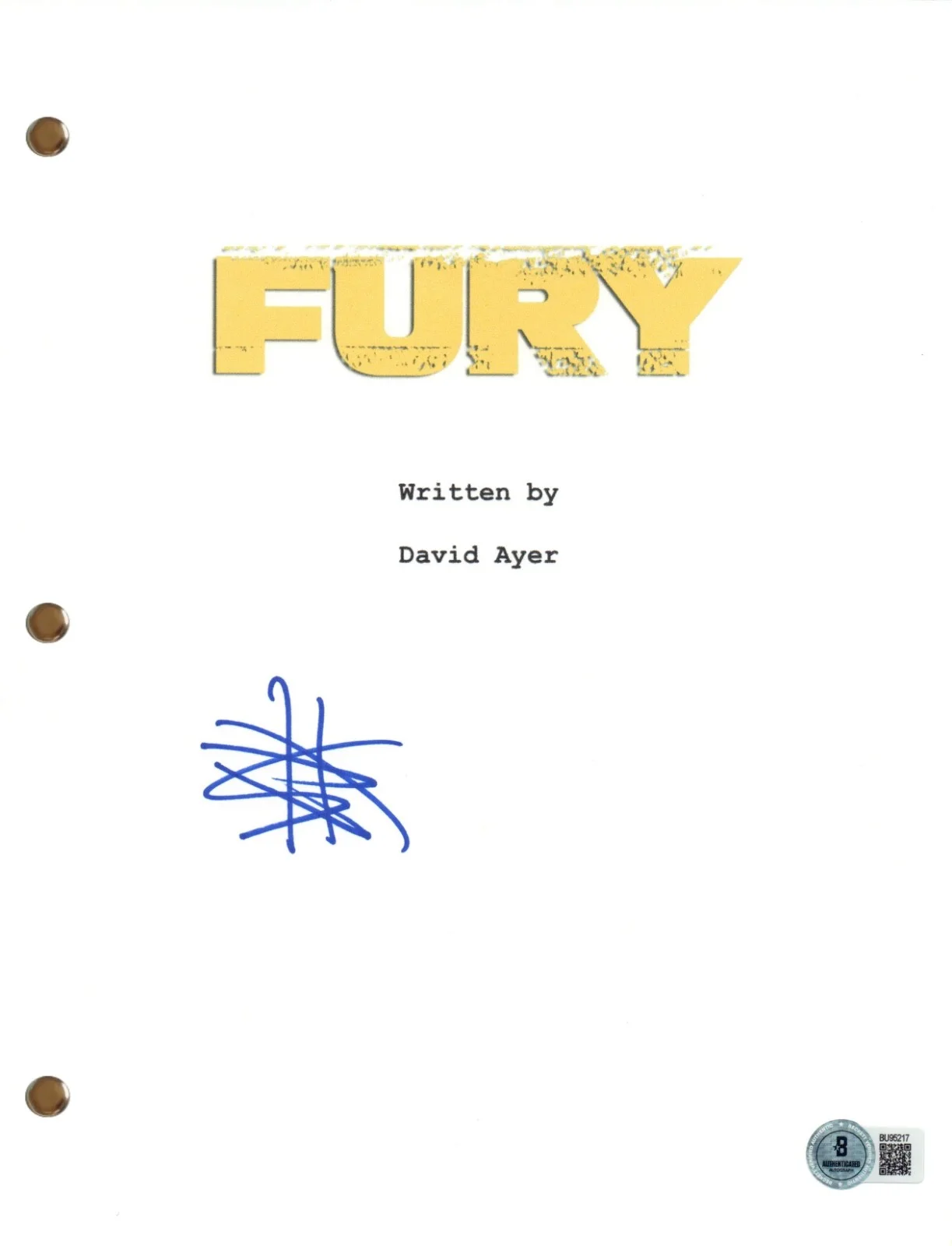 Shia LaBeouf — Shia LaBeouf Signed Autograph Fury Movie Script Screenplay 2014 Film Beckett COA, image 2