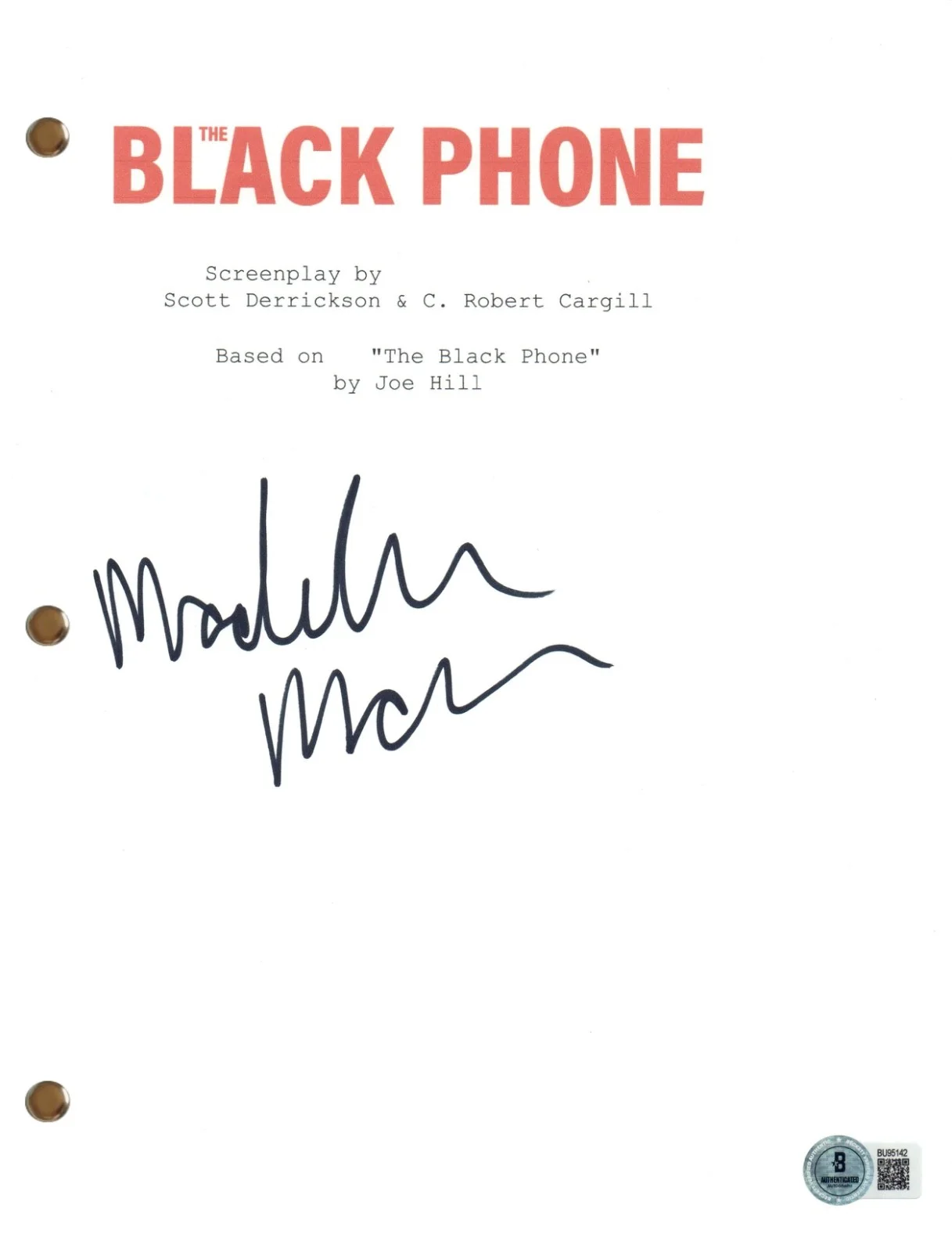 Madeleine McGraw — Madeleine McGraw Signed The Black Phone Movie Script Short Story Horror BAS COA