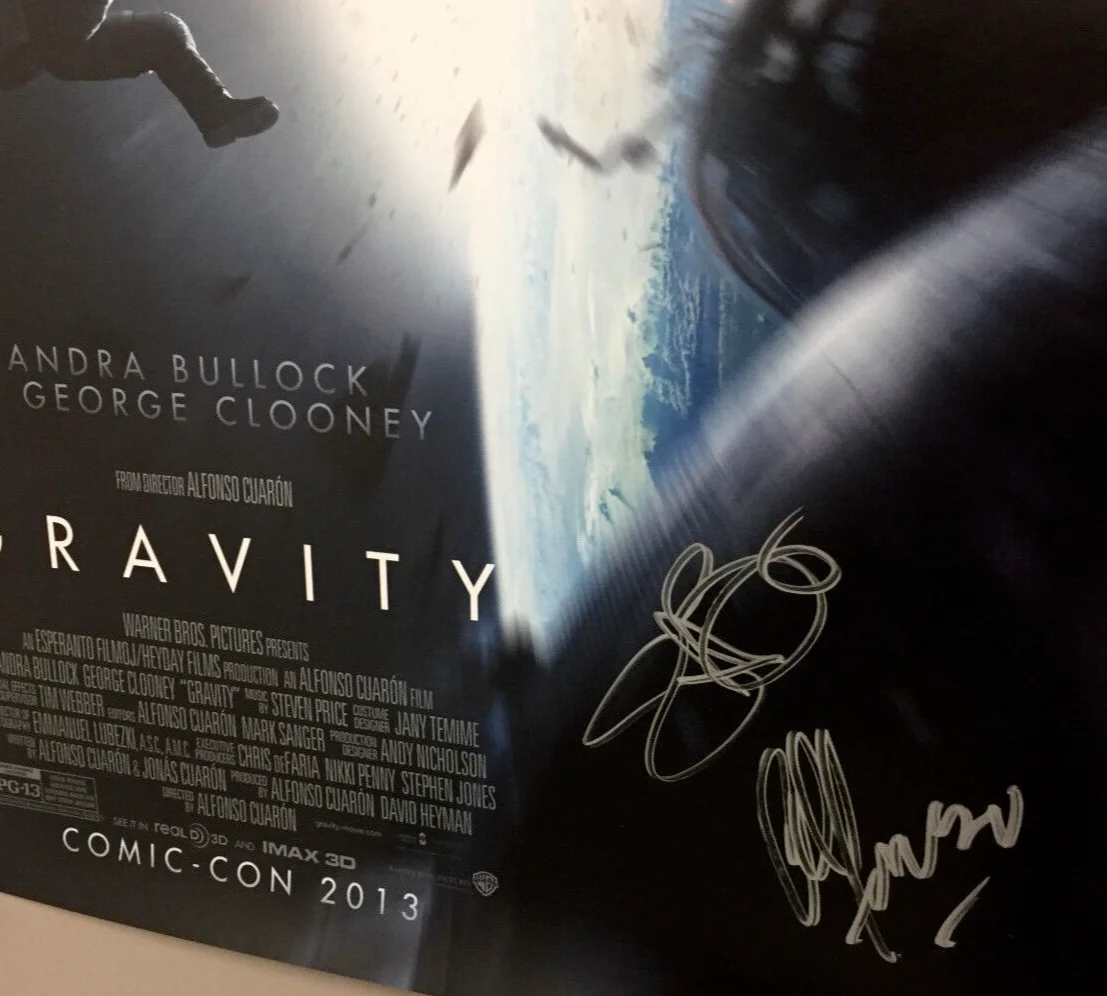 Sandra Bullock, Alfonso Cuaron — signed Sandra Bullock Gravity comic con SDCC poster w Alfonso Cuaron autograph, image 2