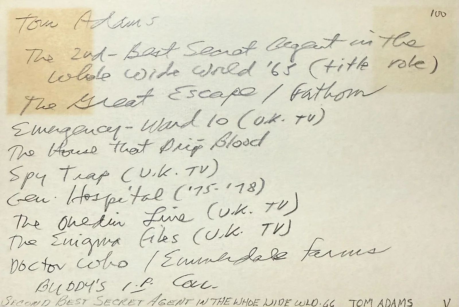 Tom Adams — TOM ADAMS Signed Autographed 4" x 6" INDEX CARD The House That Dripped Blood, изображение 5