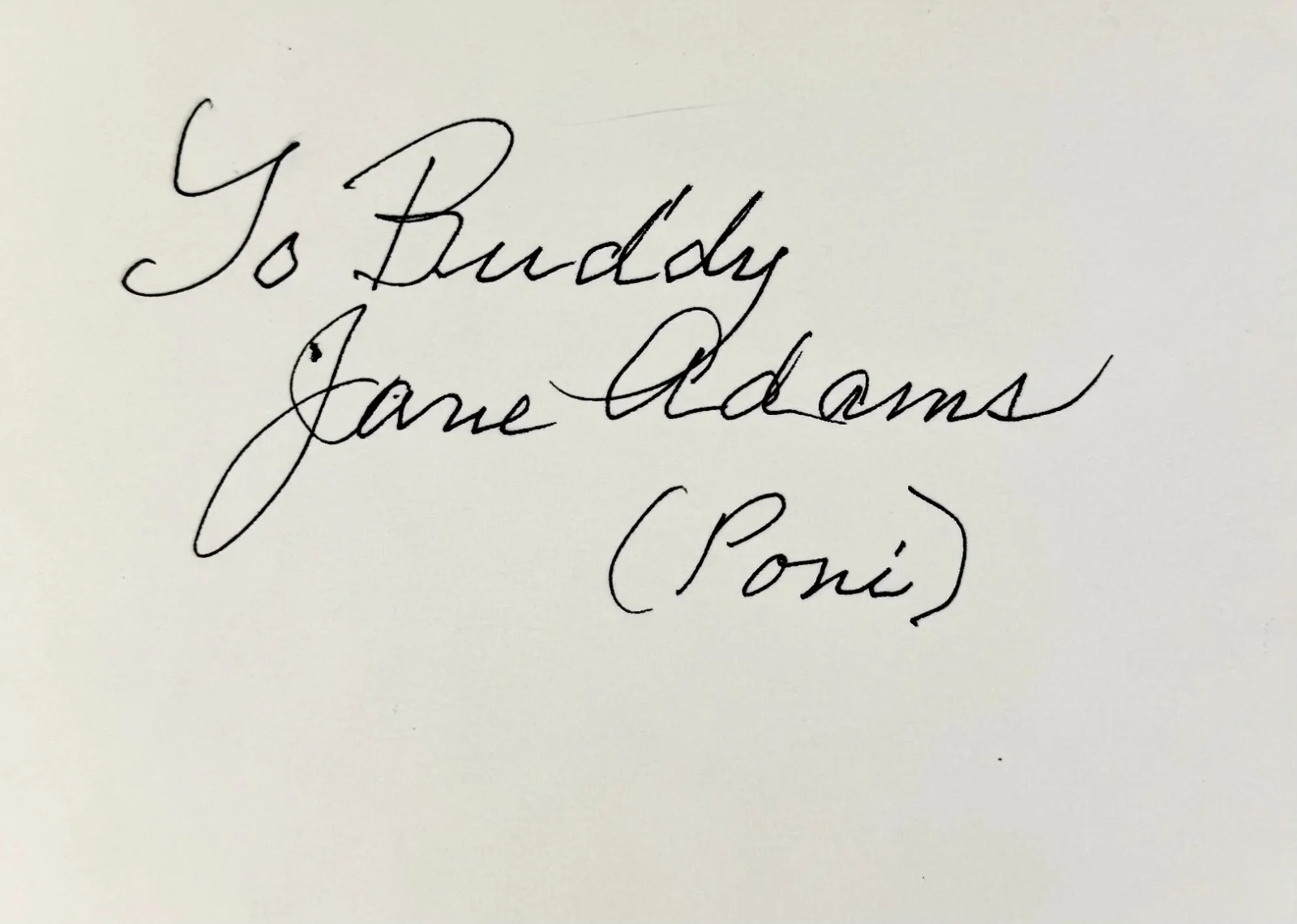 Jane Poni Adams — JANE "PONZI" ADAMS Signed Autographed 4" x 6" INDEX CARD HOUSE of DRACULA, image 2