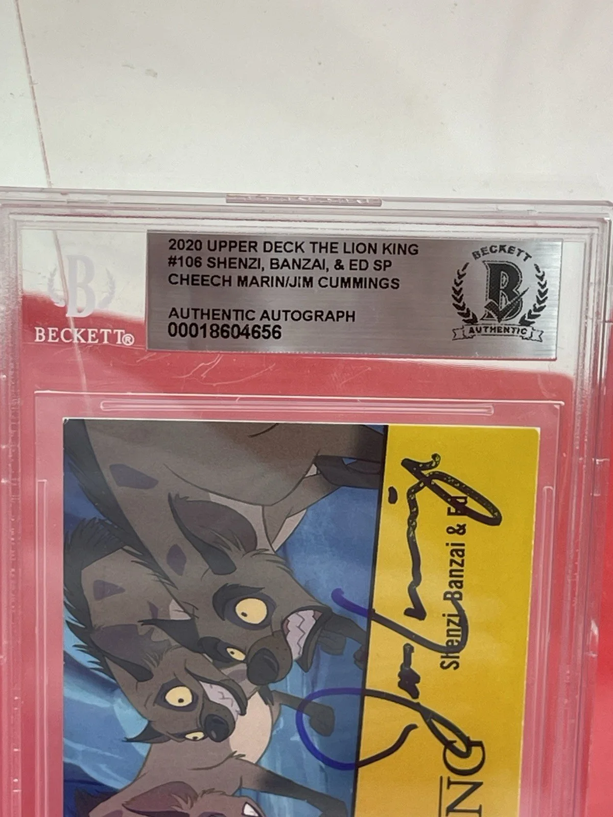 Cheech Marin, Jim Cummings — Cheech & Jim Cummings signed Lion King teasing Card Beckett Slabbed, изображение 3