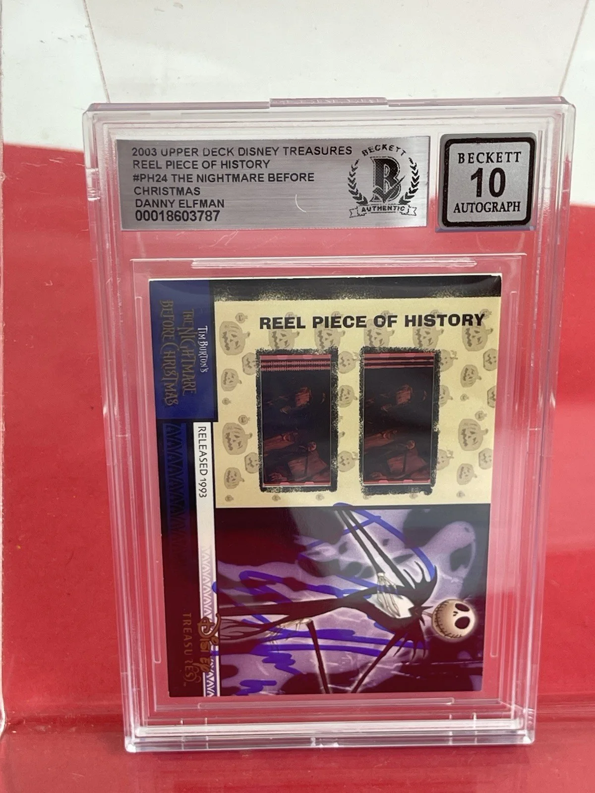 Danny Elfman — Danny Elfman signed Jack Skelington Disney NBC Trading Card Slabbed 10 Slabbed, image 3