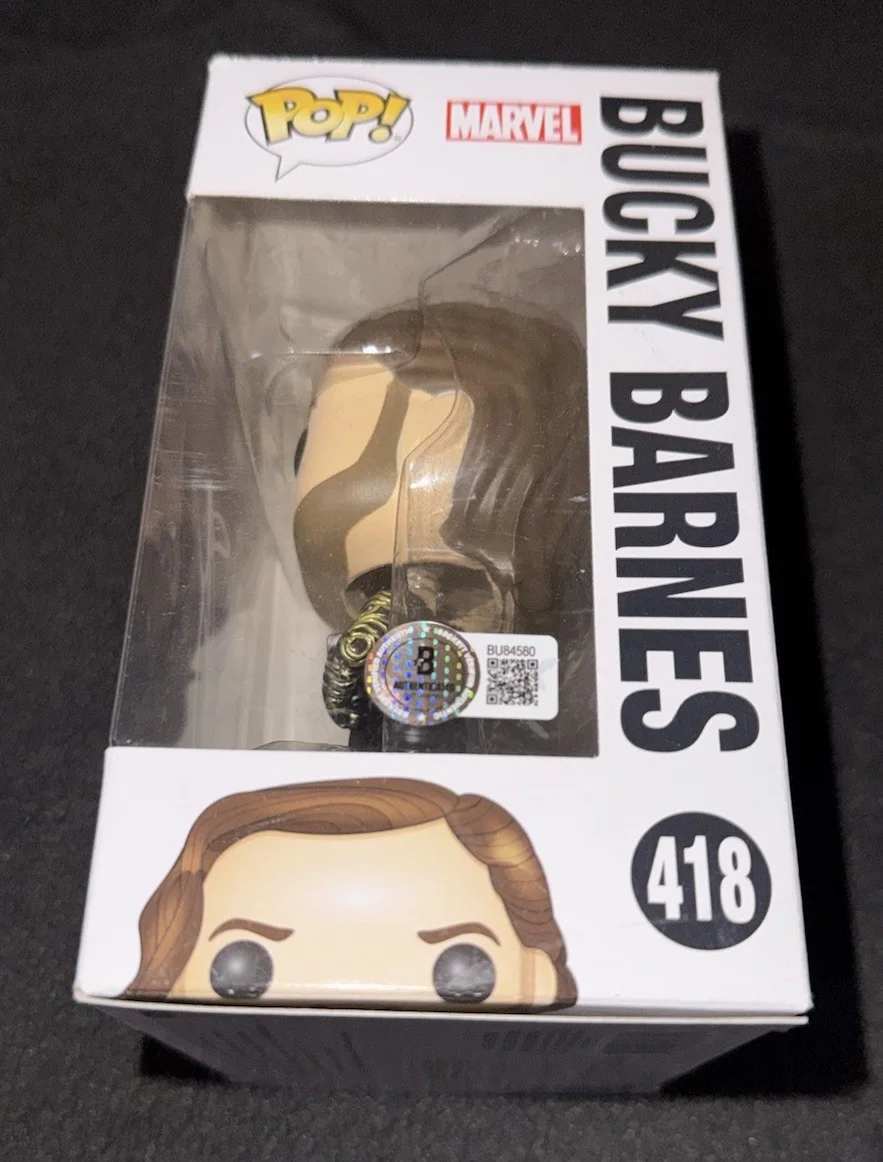 Sebastian Stan — Sebastian Stan signed Winter Soldier funko pop Bucky Barnes poster photo Falcon, изображение 4