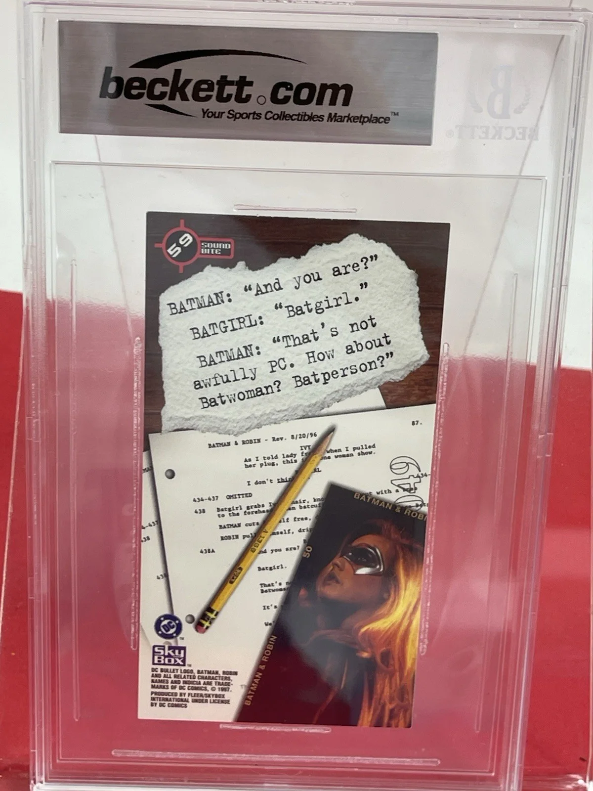 Alicia Silverstone — Alicia Silverstone Hand signed Batman Trading Card Beckett Slabbed, изображение 4