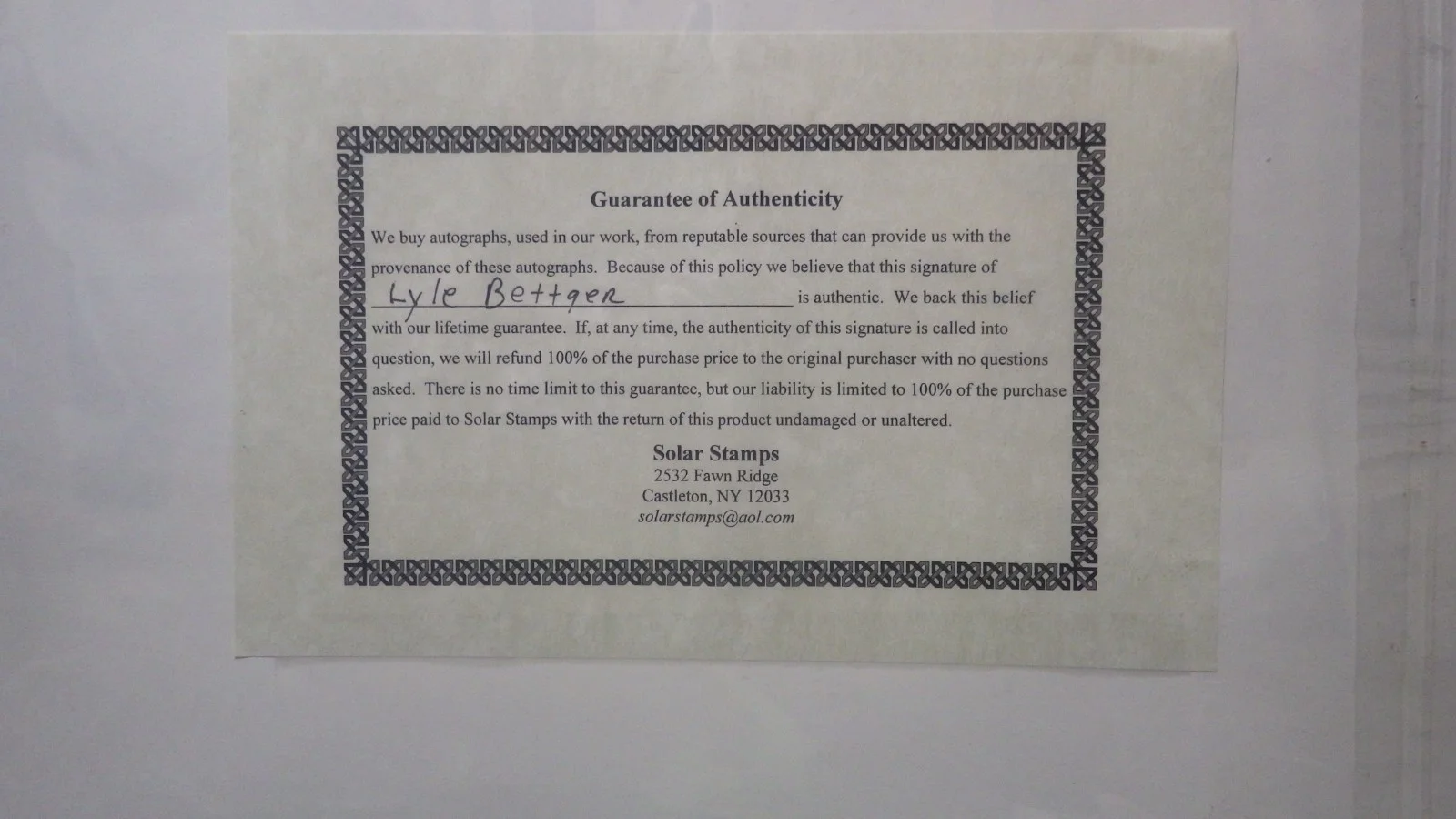 June Wilkinson — LYLE BETTGER SIGNED 3 X 5 CARD MOUNTED READY TO FRAME COA, image 3