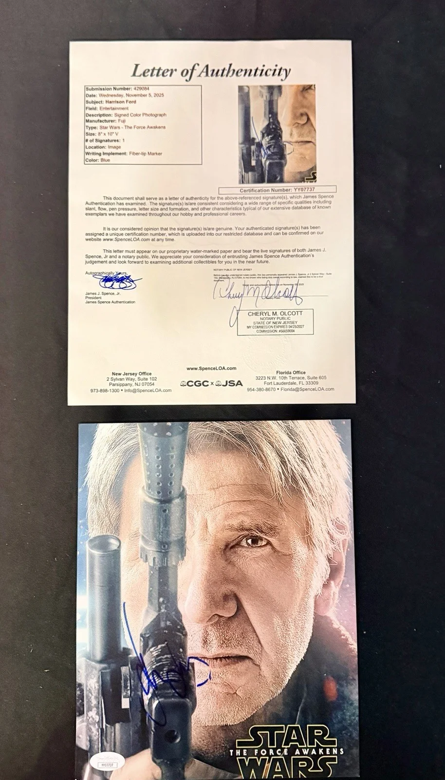 Harrison Ford — Harrison Ford Signed 8x10 Star Wars Hans Solo Photo JSA LOA, image 2
