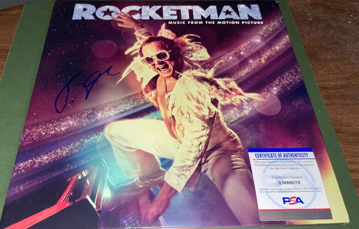 Taron Egerton — Taron Egerton Actor Rocketman Movie Signed LP Record Album Elton John PSA Proof