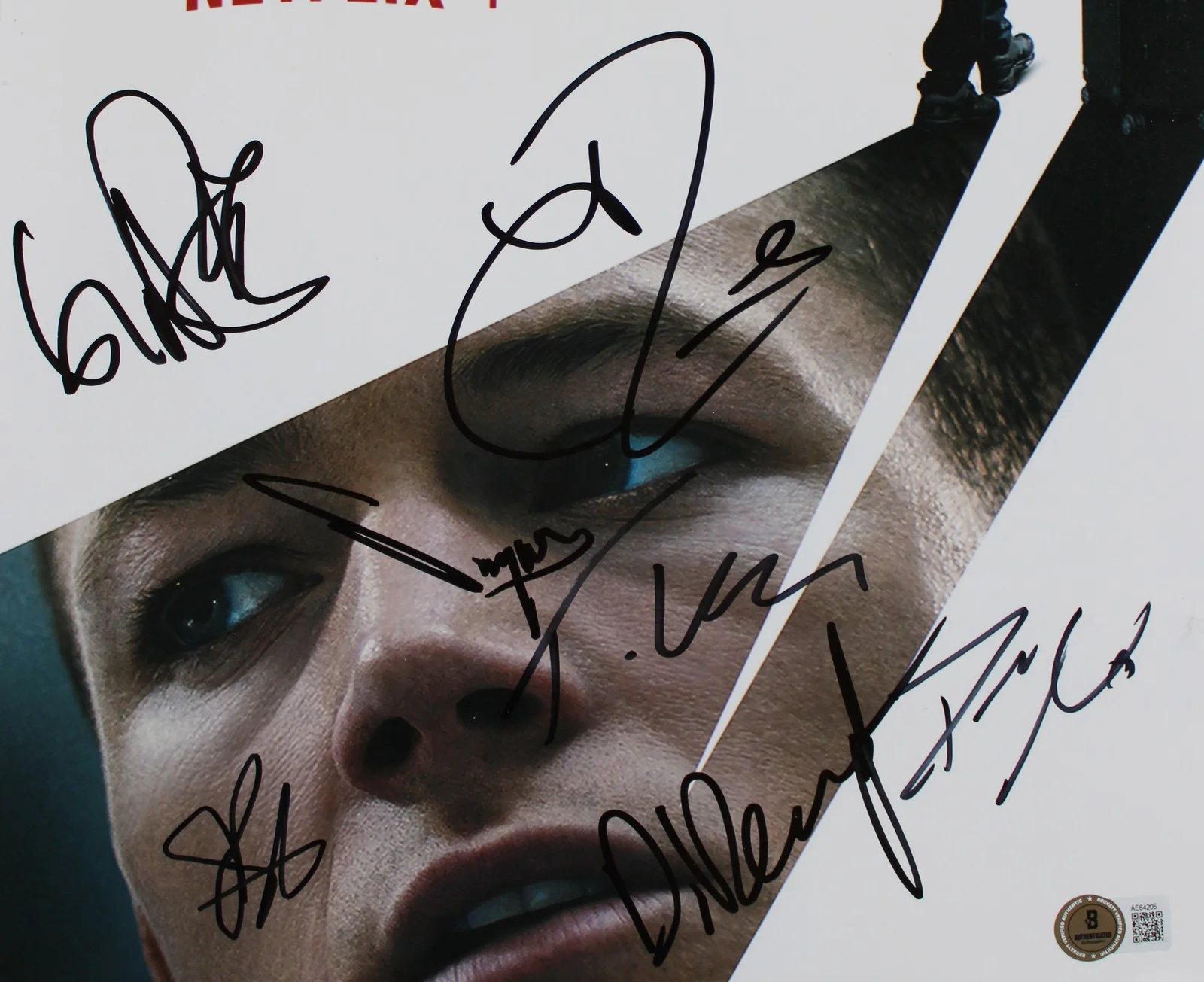 Taron Egerton, Jason Bateman, Dean Norris, Danielle Deadwyler, Th — Carry-On (7) Egerton, Bateman, Norris, Rossi +3 Signed 11x17 Photo BAS #AE64205, image 2