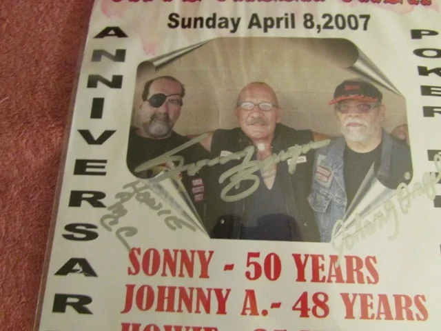 Sonny Barger — Hells Angels Sonny Johnny Howie Signed And Numbered Flyer # 094, image 3