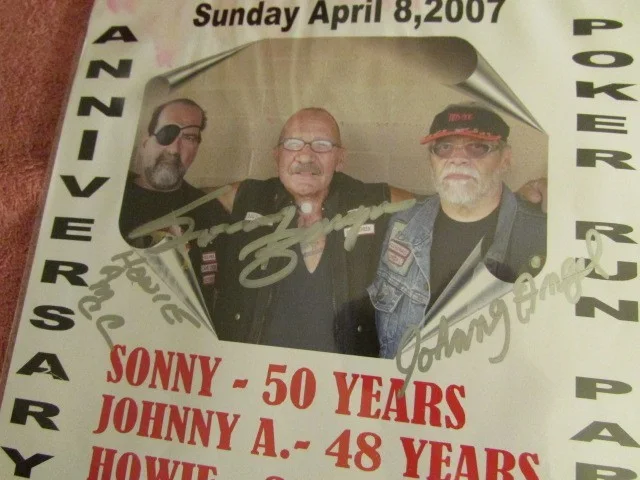 Sonny Barger — Hells Angels Sonny Johnny Howie Signed And Numbered Flyer # 094, image 4