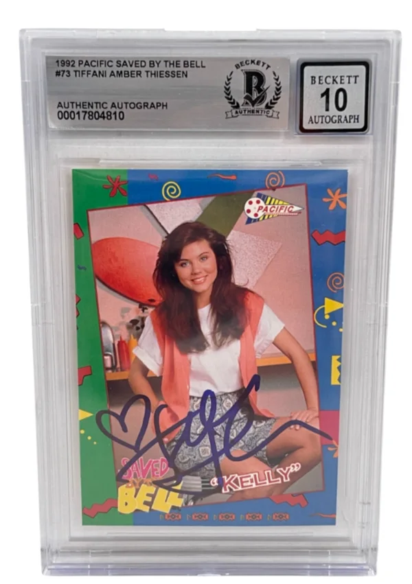 Tiffani Thiessen — Tiffani Thiessen Signed Saved by the Bell 1992 Pacific Trading Card Beckett 10