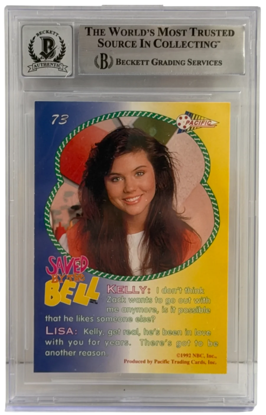 Tiffani Thiessen — Tiffani Thiessen Signed Saved by the Bell 1992 Pacific Trading Card Beckett 10, изображение 2