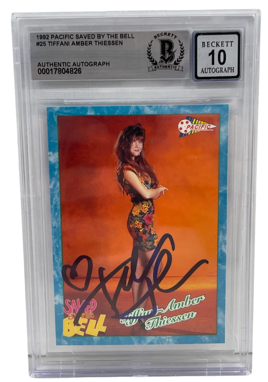 Tiffani Thiessen — Tiffani Thiessen Signed Saved by the Bell 1992 Pacific Trading Card Beckett 10