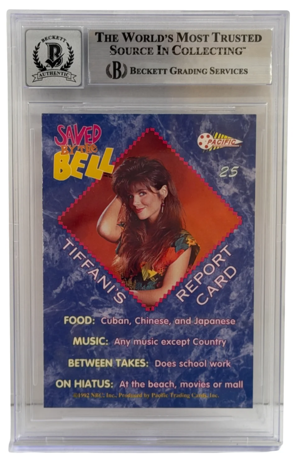Tiffani Thiessen — Tiffani Thiessen Signed Saved by the Bell 1992 Pacific Trading Card Beckett 10, изображение 2