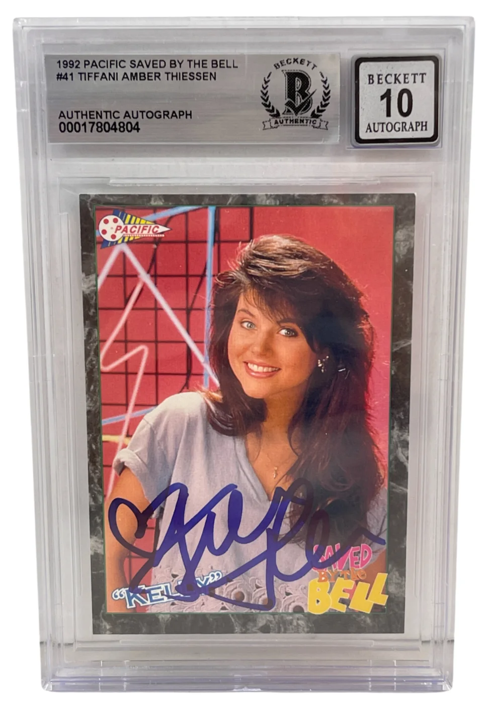 Tiffani Thiessen — Tiffani Thiessen Signed Saved by the Bell 1992 Pacific Trading Card Beckett 10