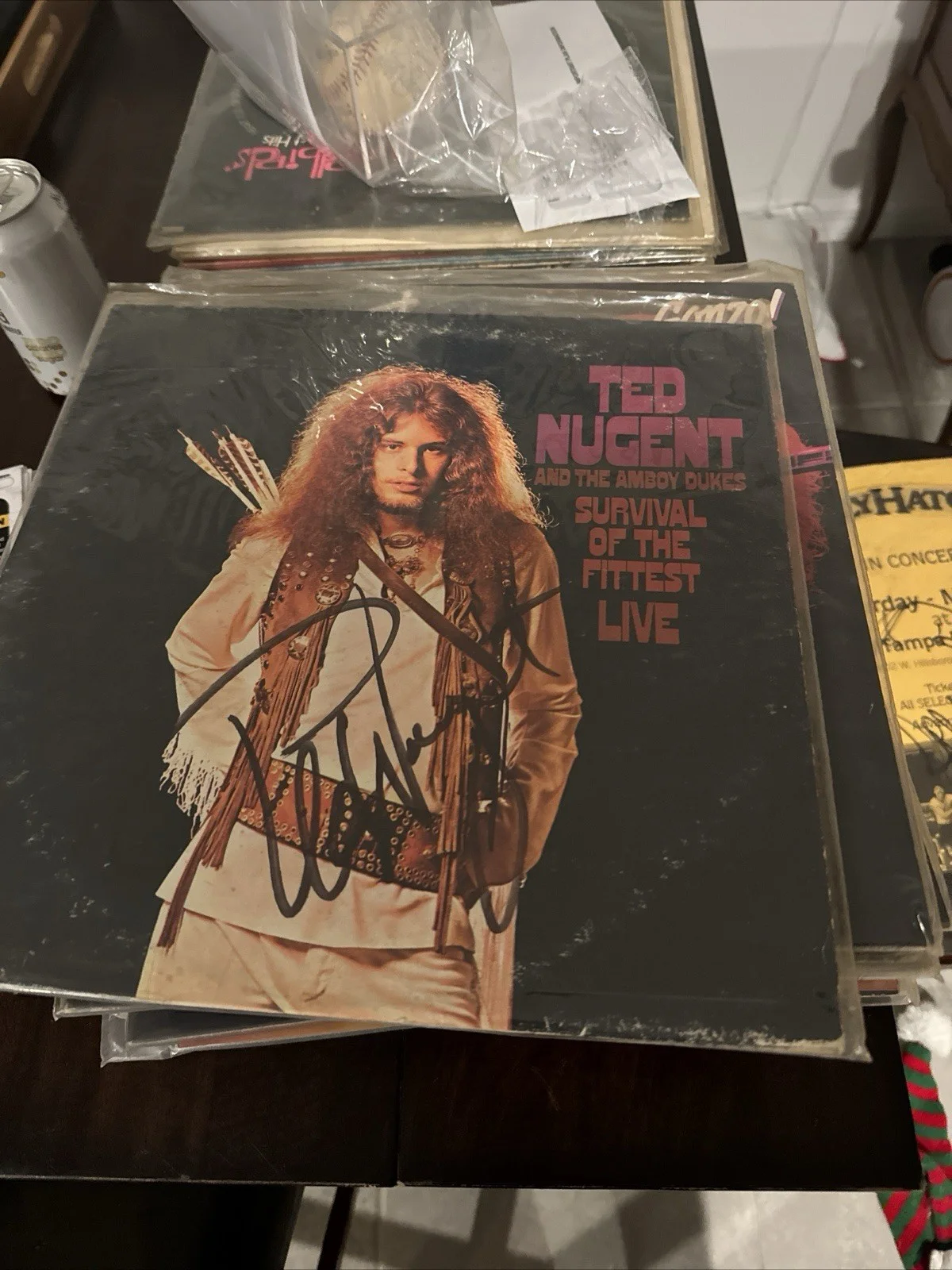 Ted Nugent signed lp survival of the fittest live jsa Coa ck06139 Autograph Loa, изображение 4