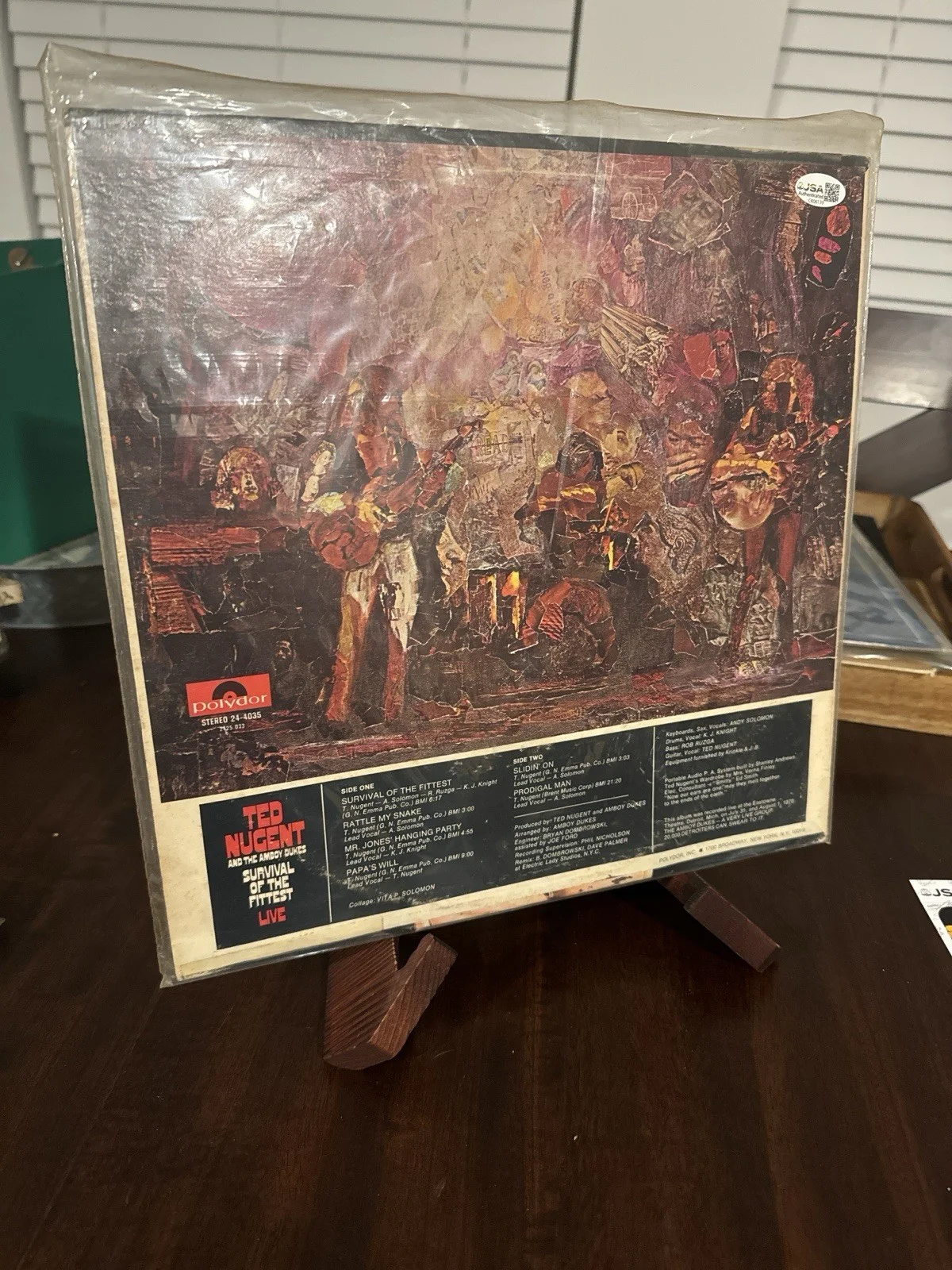 Ted Nugent signed lp survival of the fittest live jsa Coa ck06139 Autograph Loa, изображение 5