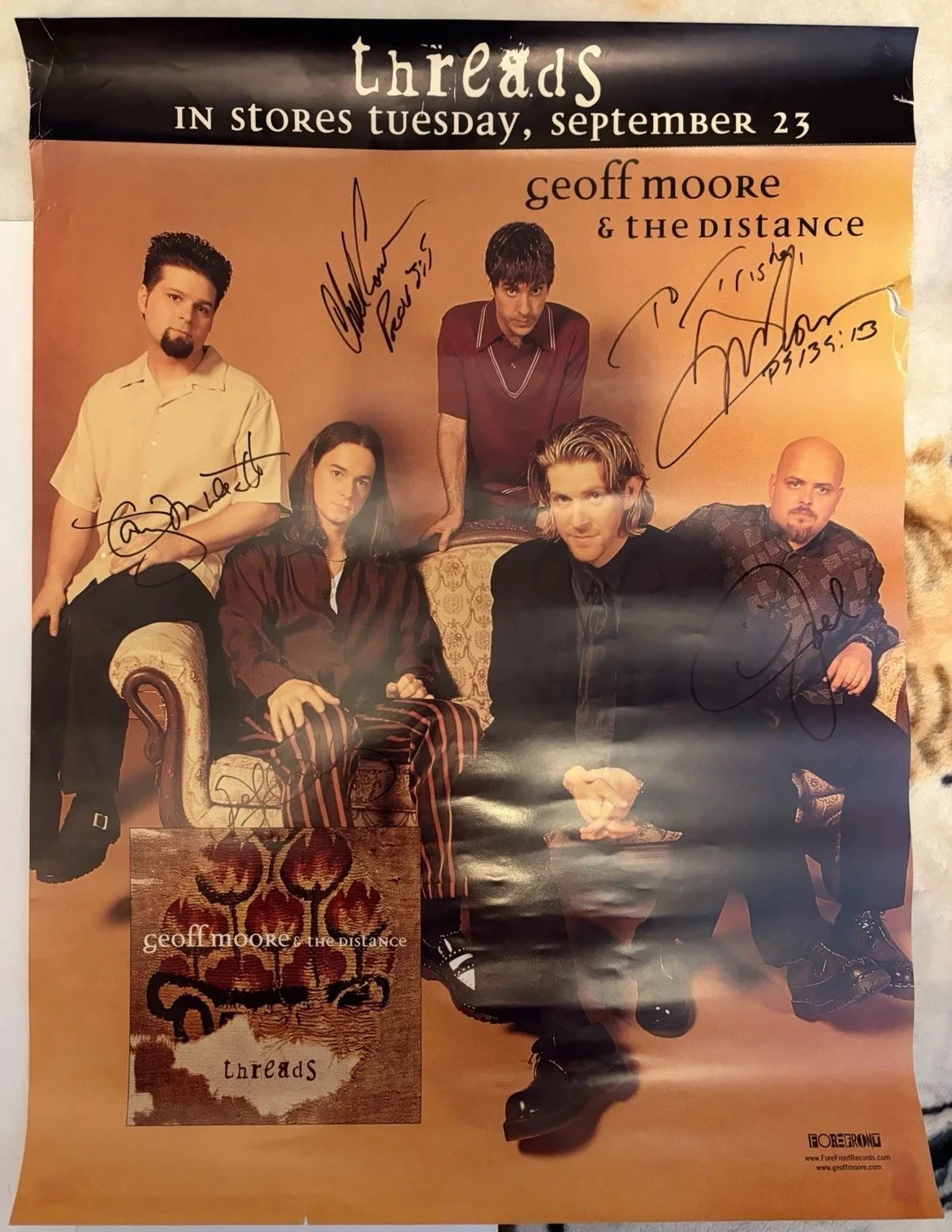 Geoff Moore & The Distance Signed Autographed Poster Photo CD Lot Threads 1997, image 2