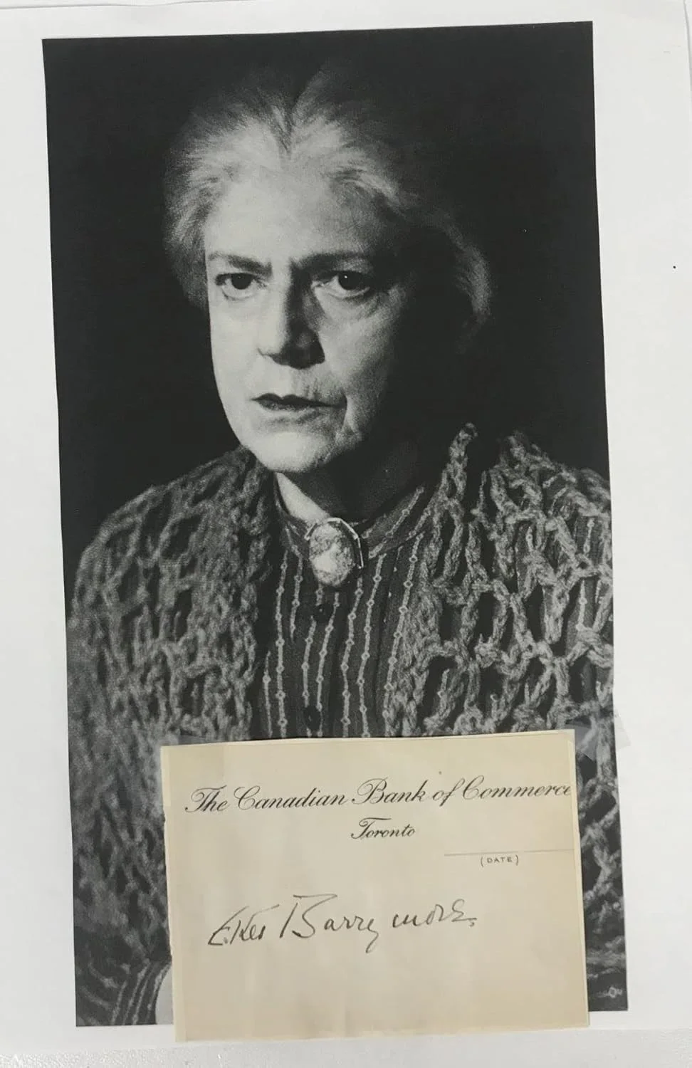 Ethel Barrymore — Ethel Barrymore (d. 1959) Signed Autographed 8.5x11 Vintage Signature Display