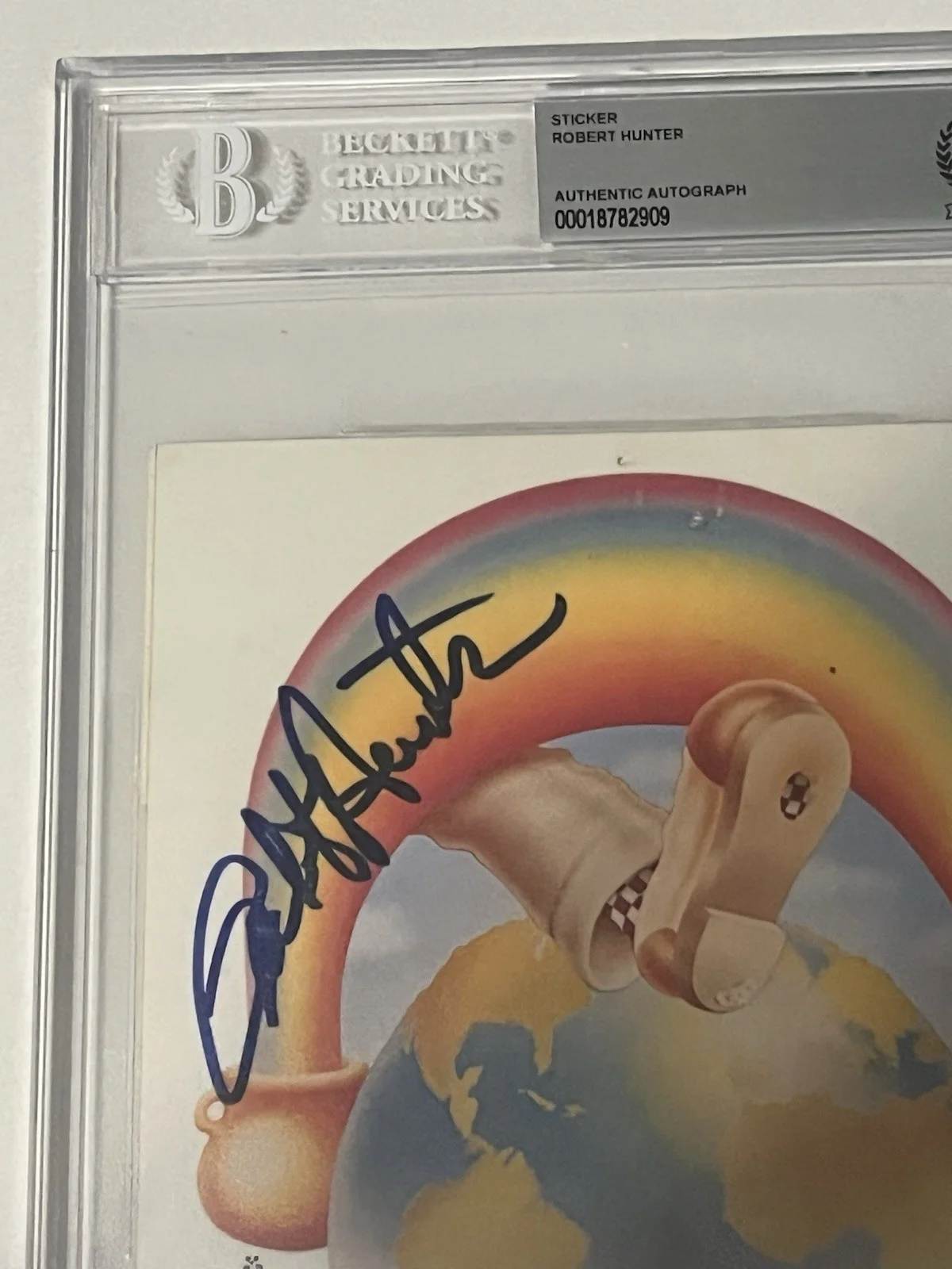 Grateful Dead Signed Robert Hunter Sticker 5.5”X5” Beckett Encased #00018782909!, image 2